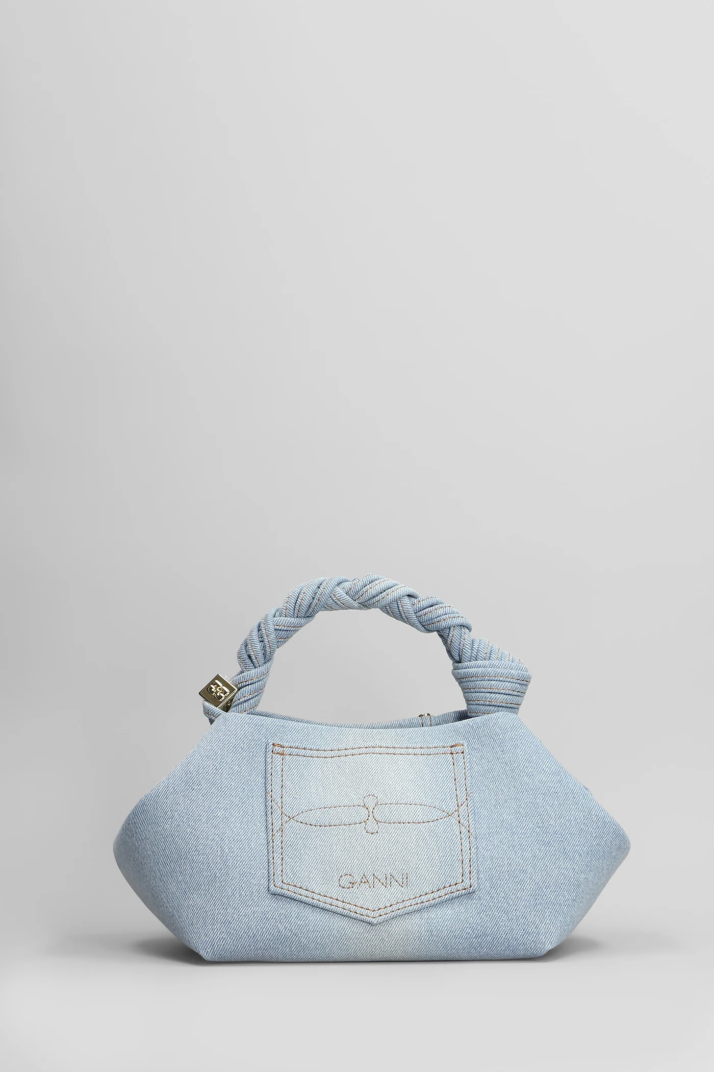 Bou bag small Hand bag in blue cotton - Image 3
