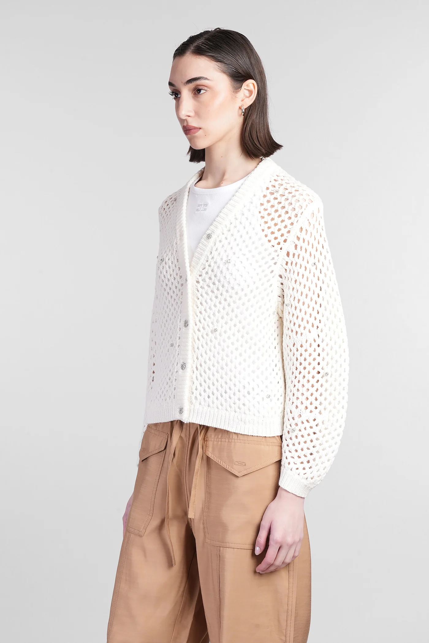 Cardigan in beige cotton - Image 4