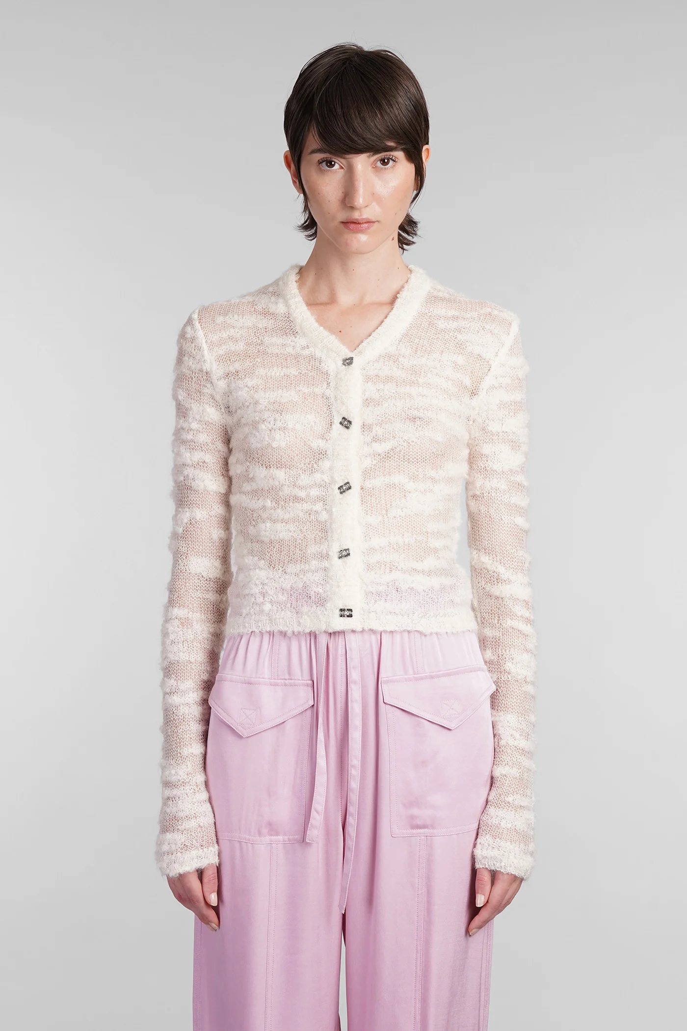 Cardigan in beige Mohair