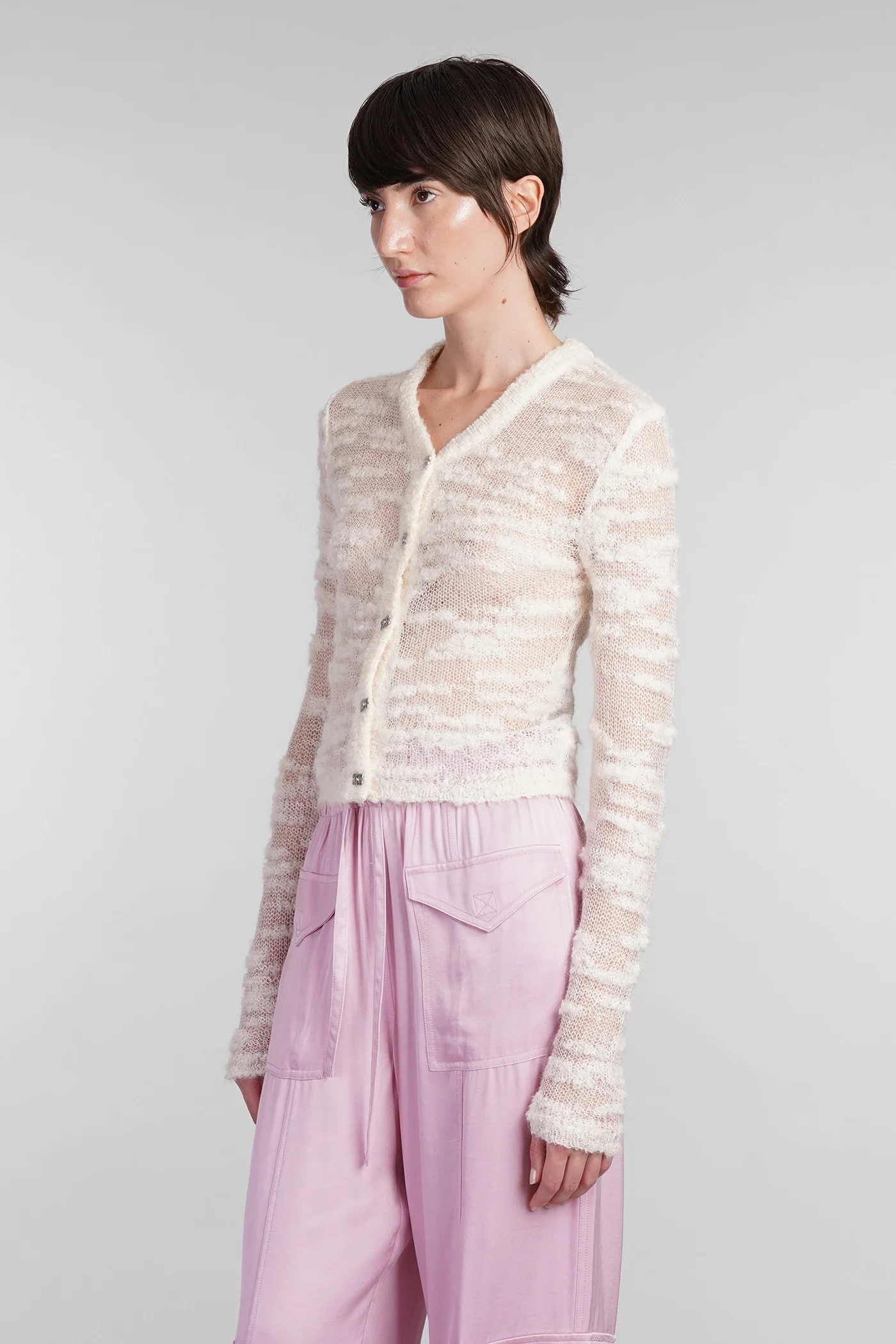 Cardigan in beige Mohair - Image 4