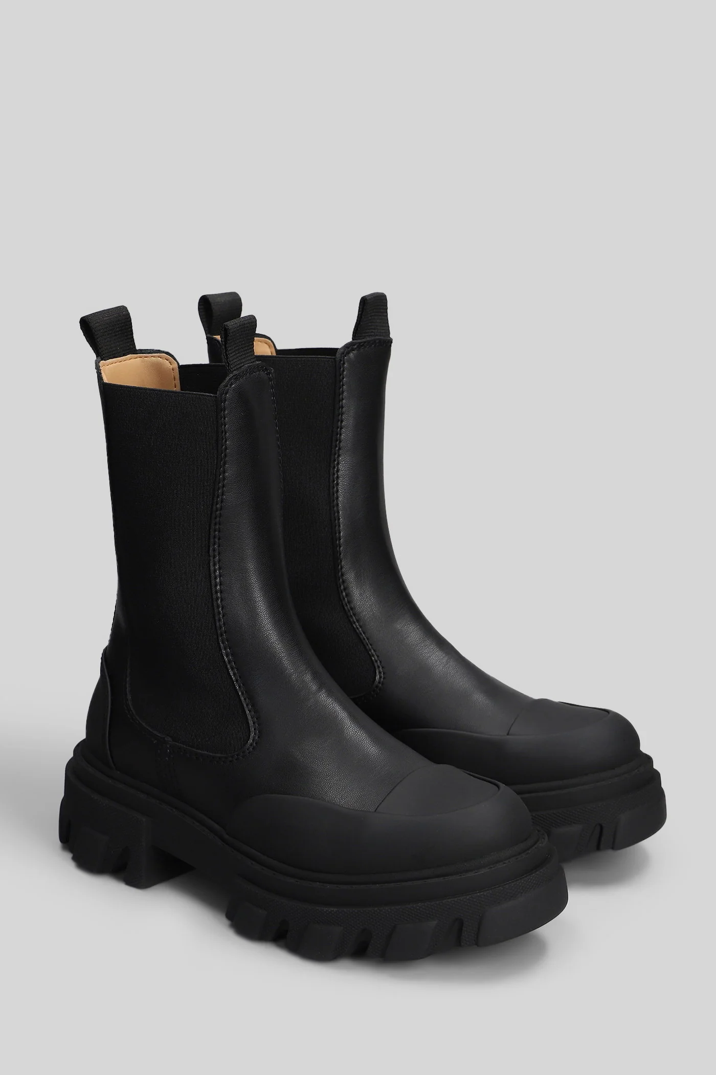 Combat boots in black faux leather - Image 2