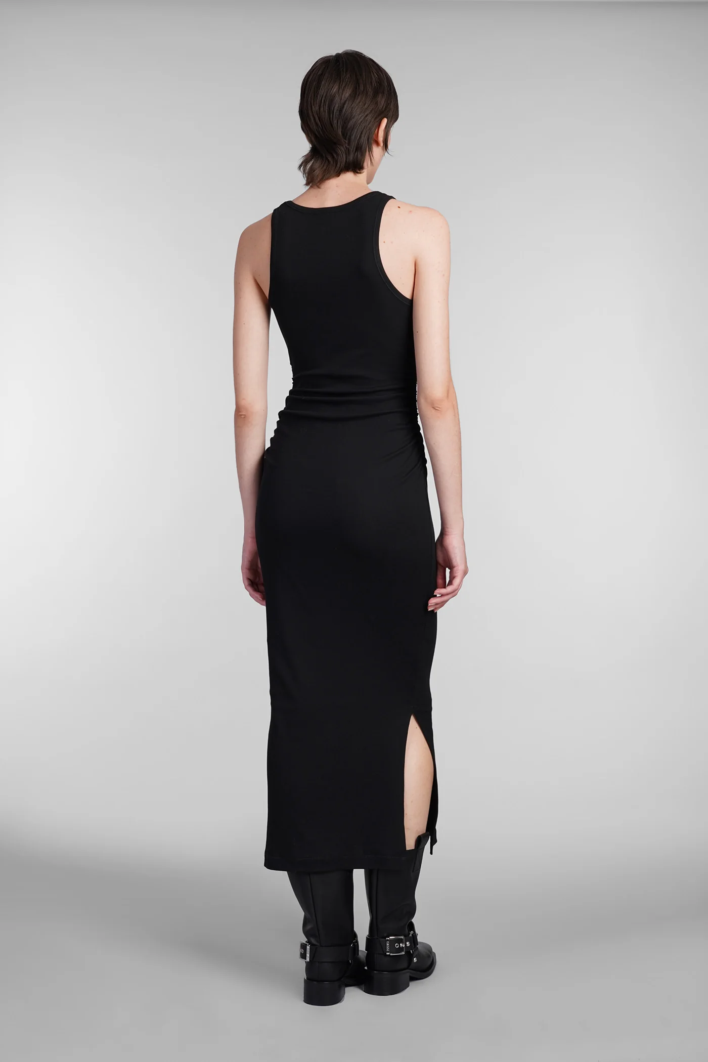 Dress woman in black cotton - Image 3