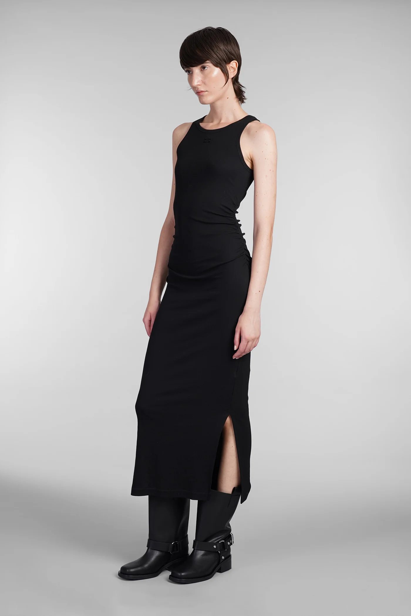 Dress woman in black cotton - Image 4