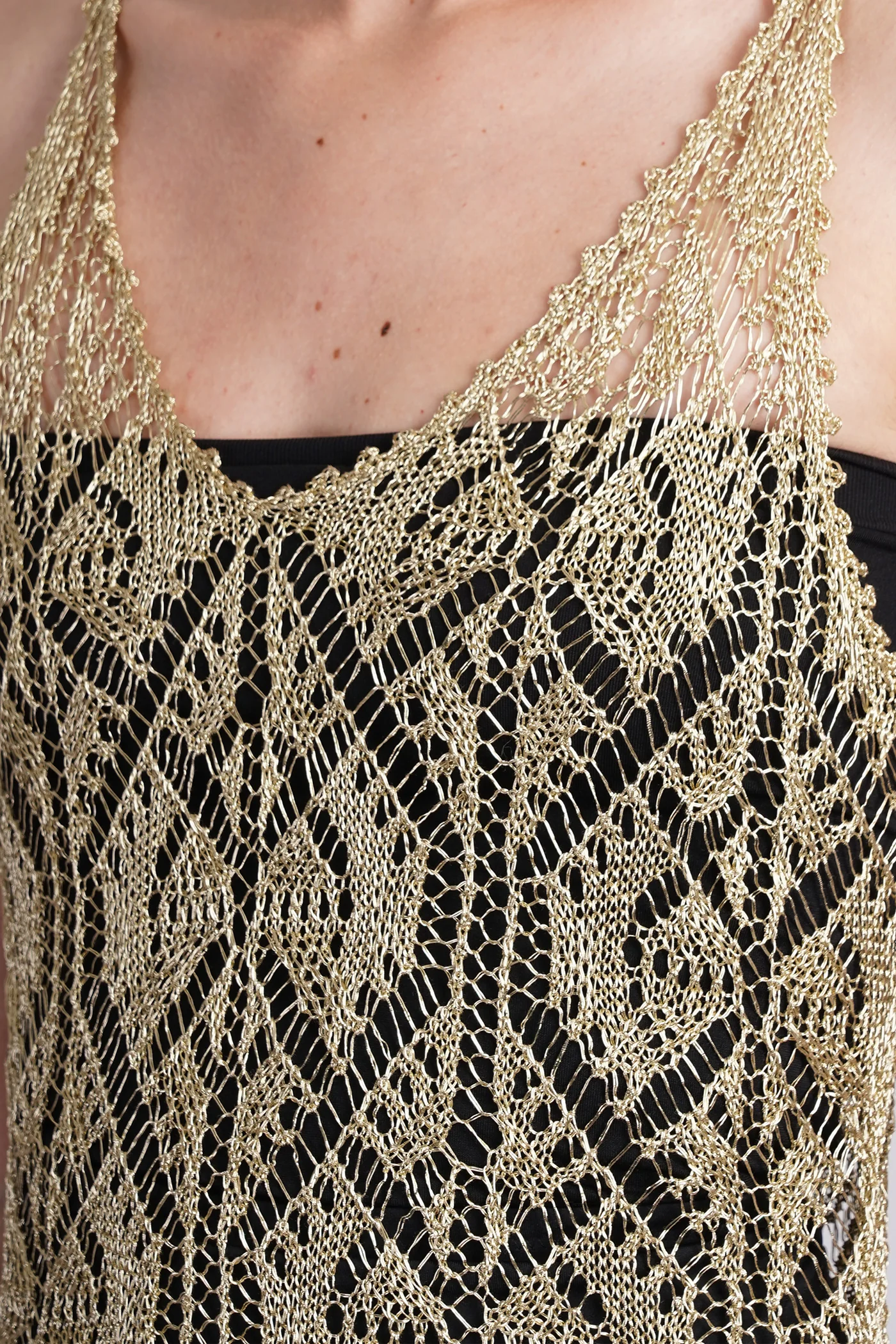 Dress woman in gold viscose - Image 5