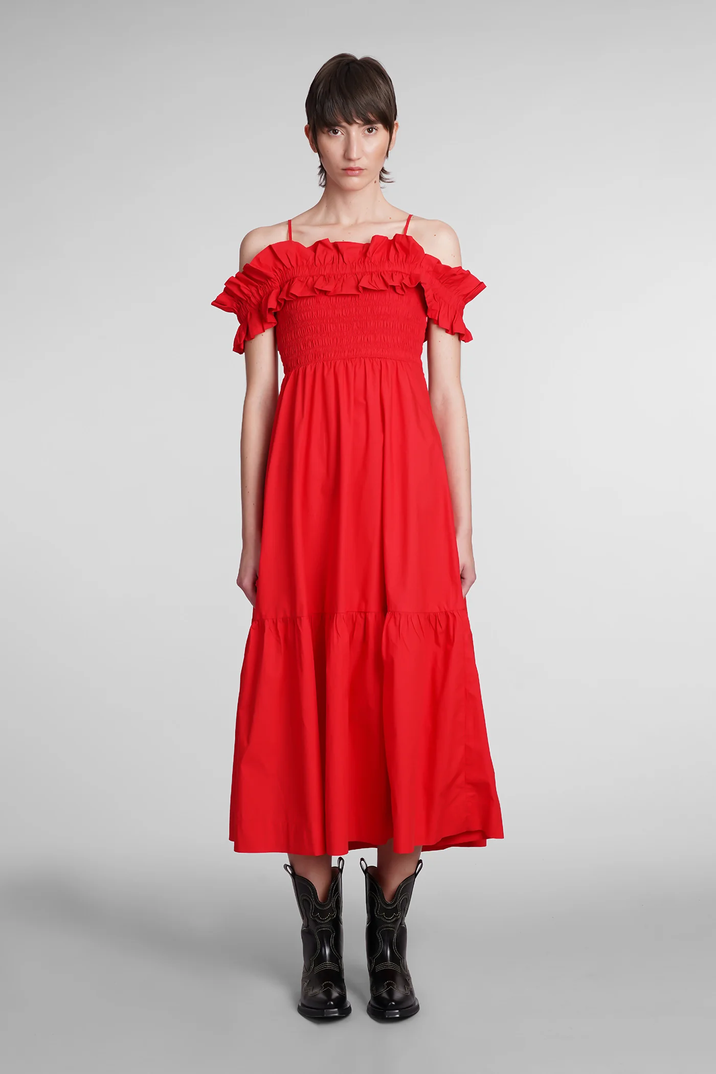 Dress woman in red cotton