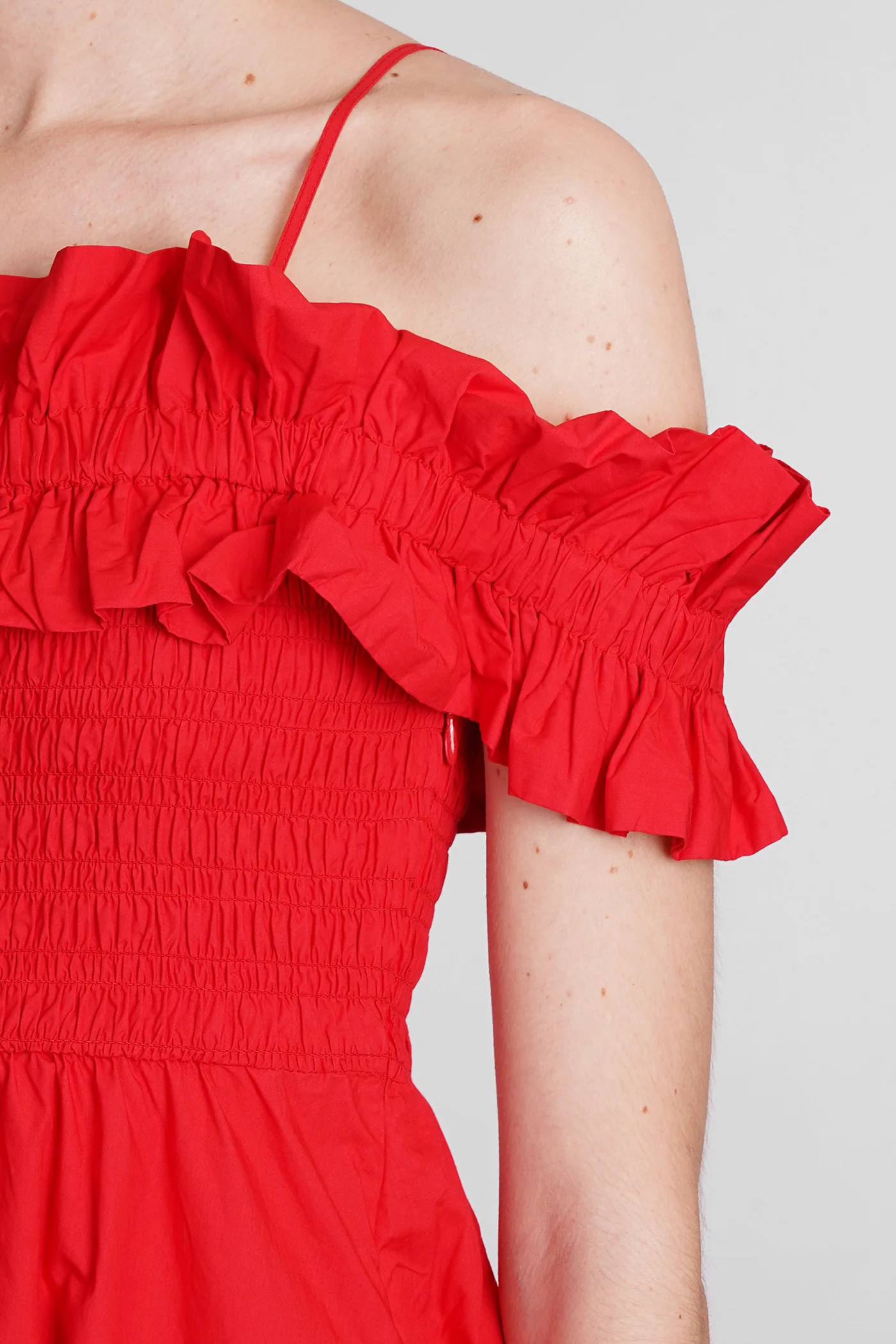 Dress woman in red cotton - Image 5