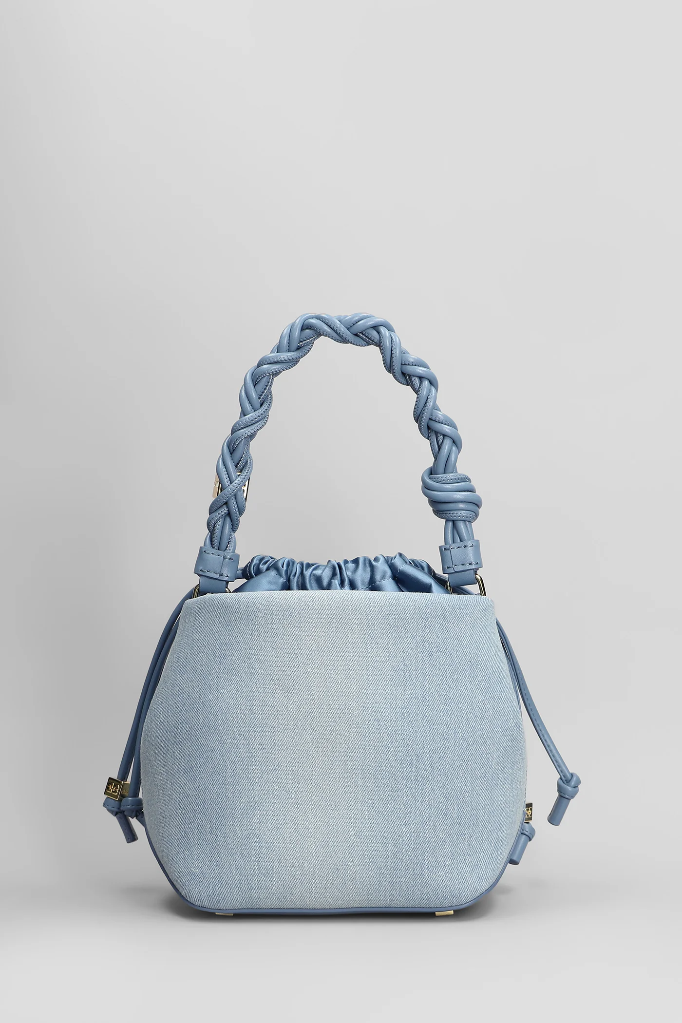 Ganni bou bucket Hand bag in blue cotton - Image 3