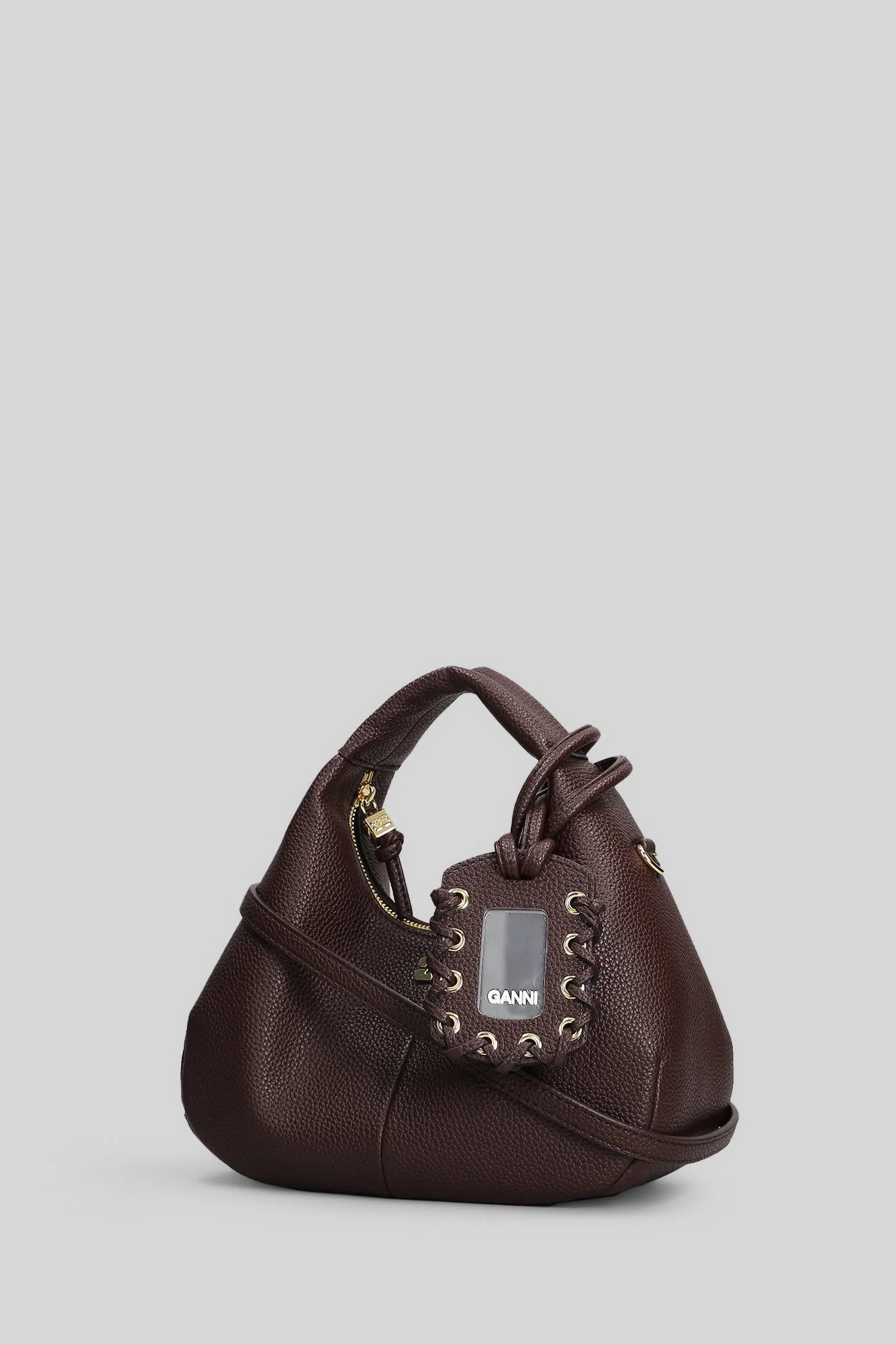 Hobo mini grained Shoulder bag in brown polyester - Image 2