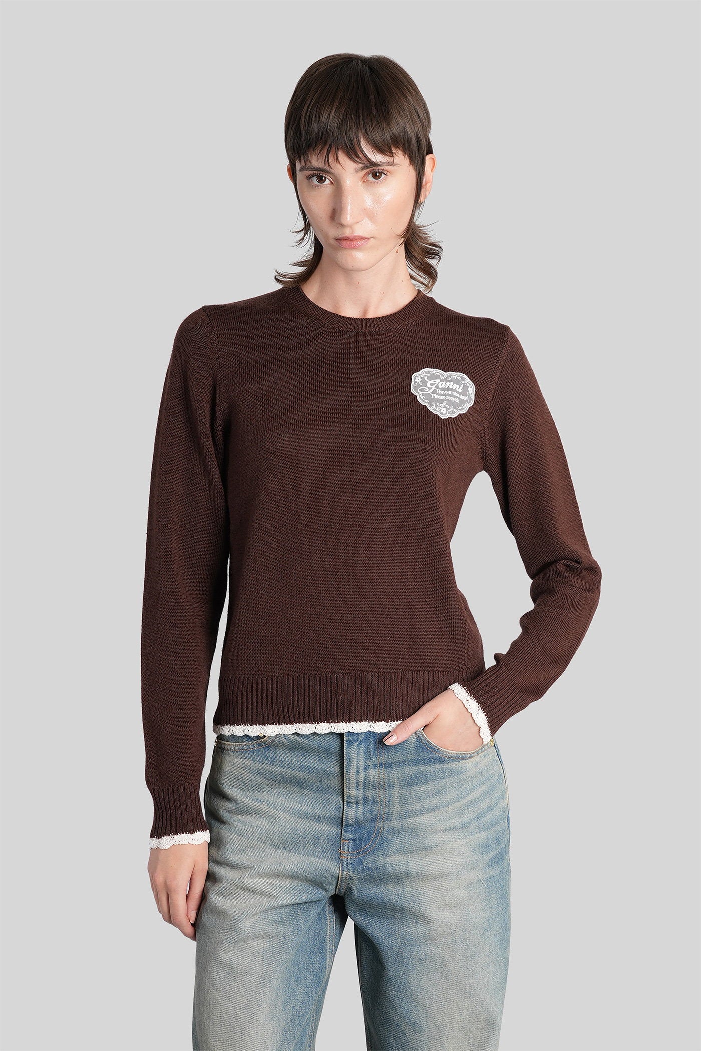Knitwear in brown wool