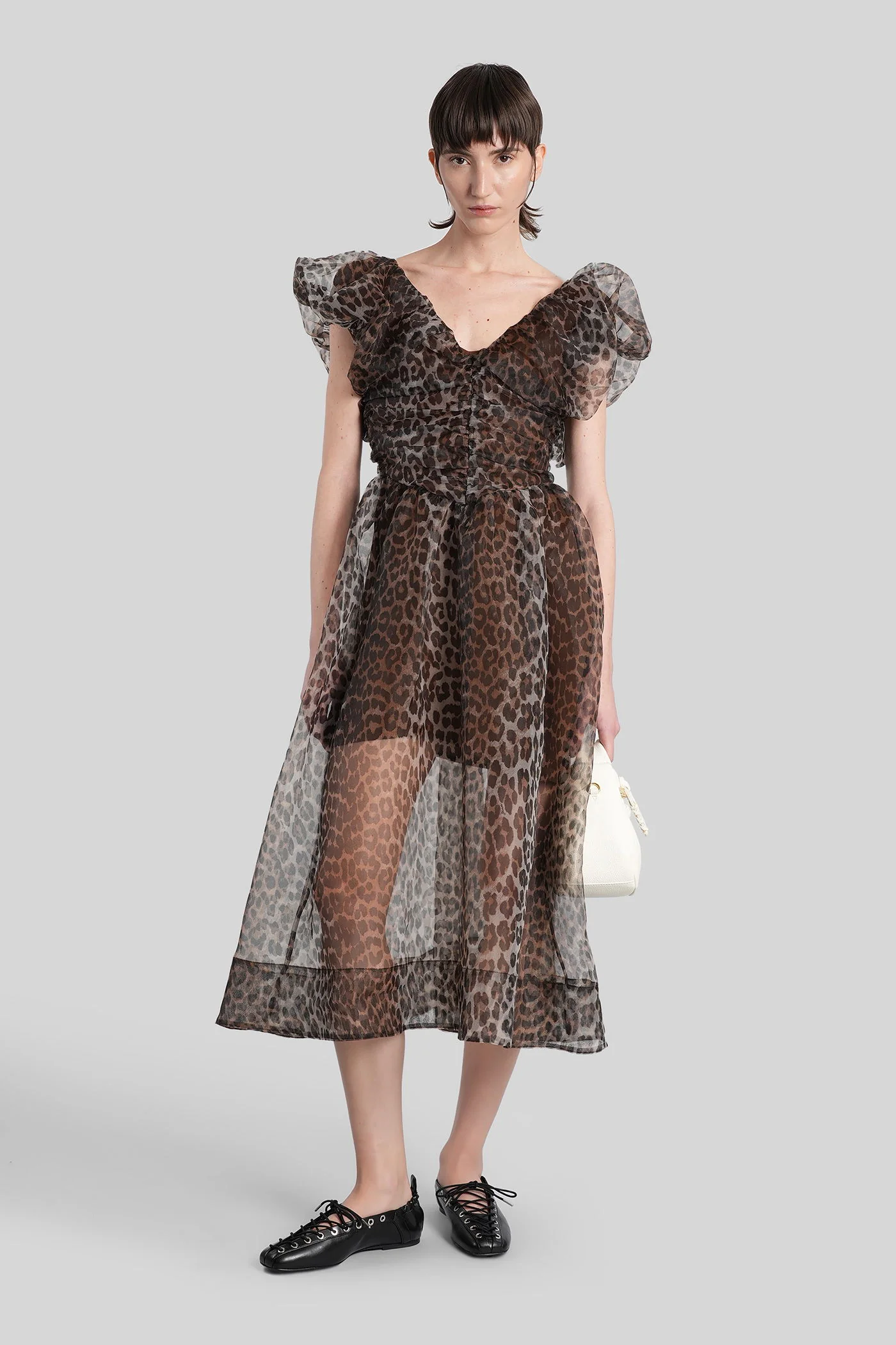 Long dress in Animalier polyester