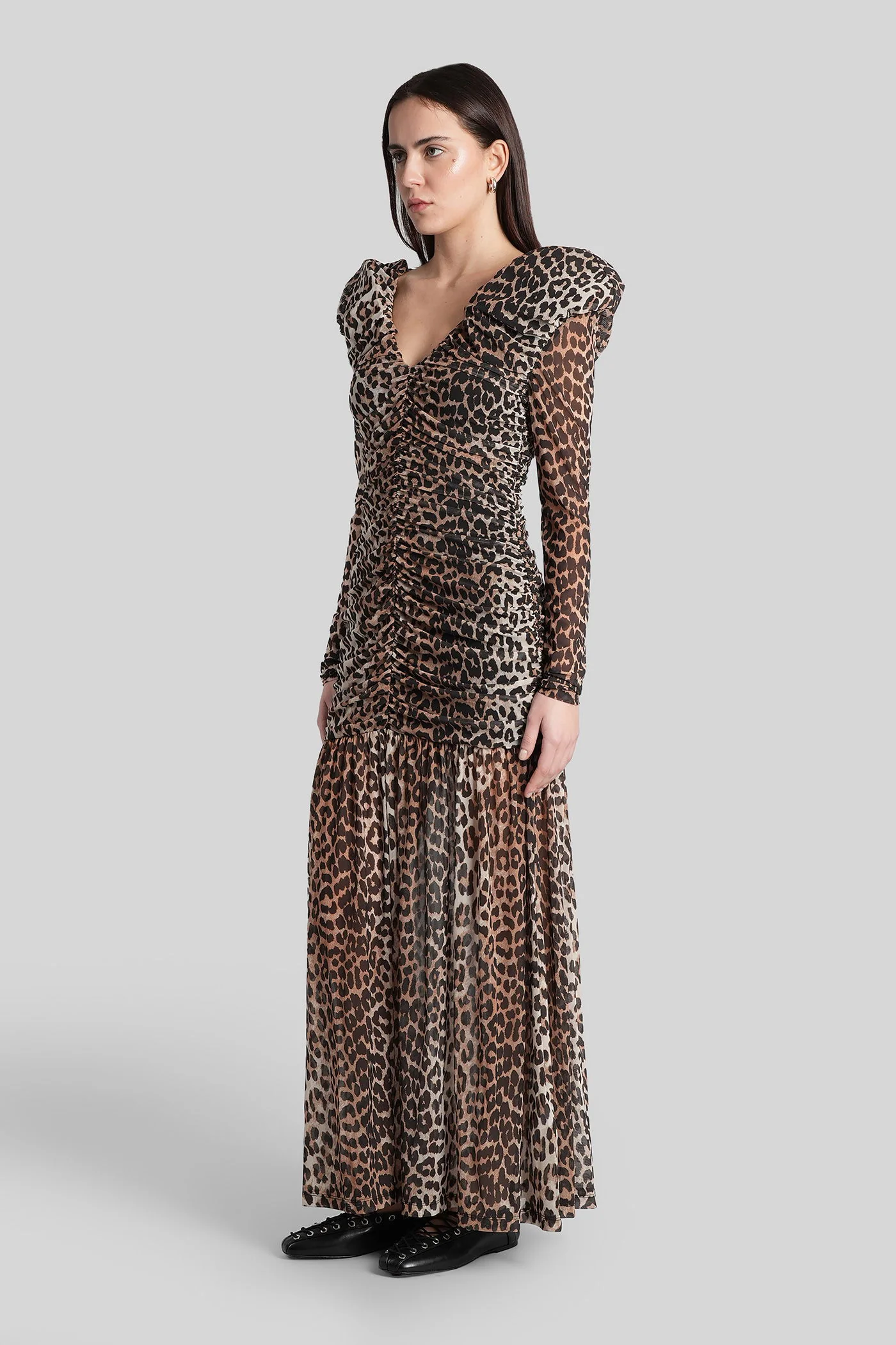 Long dress in Animalier polyester - Image 49