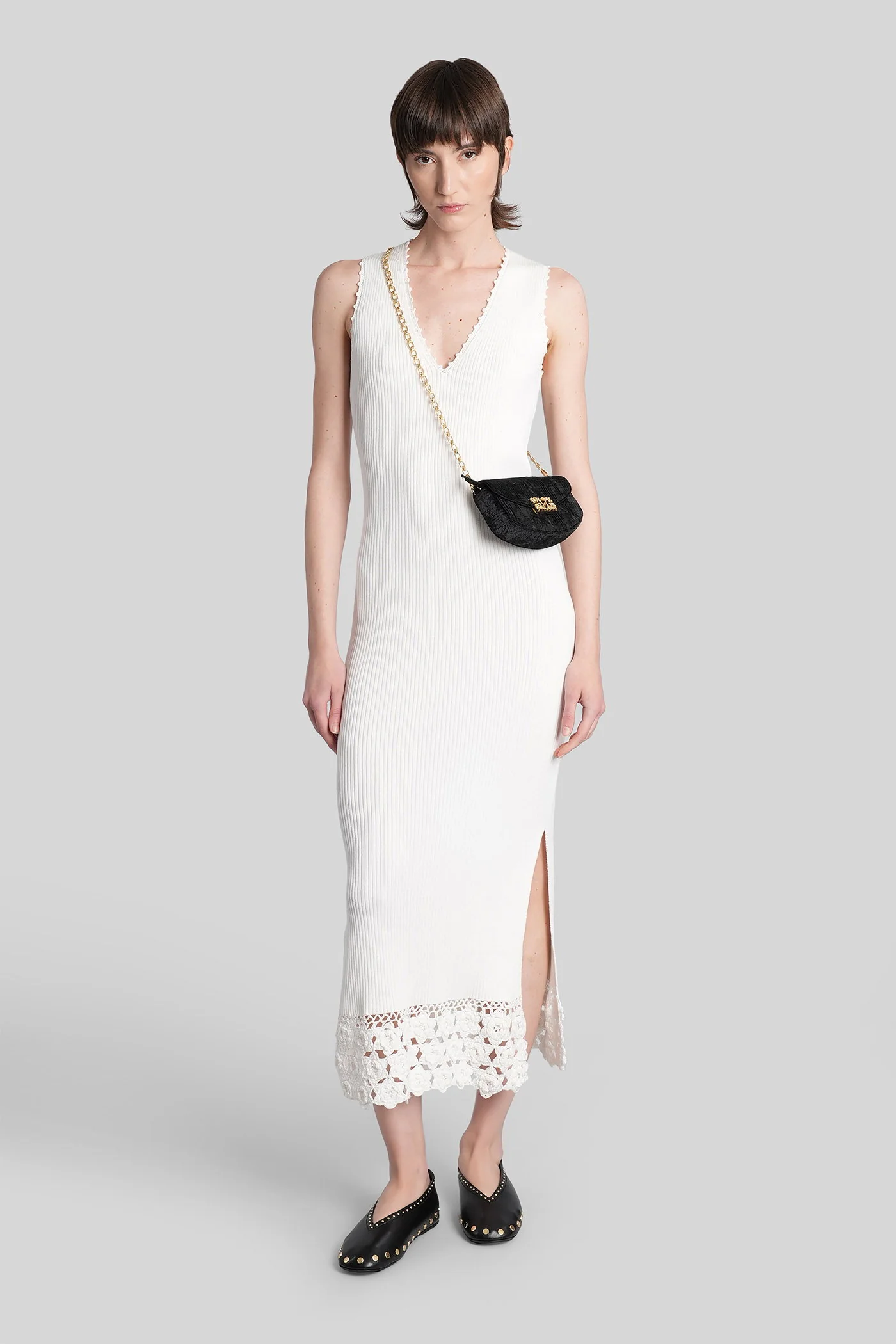 Long dress in white cotton