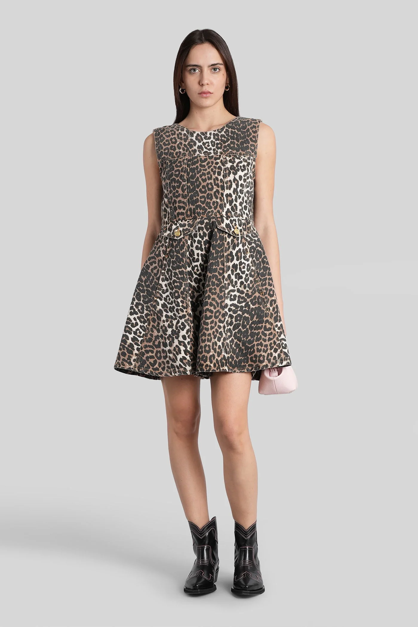 Mini dress in Animalier cotton