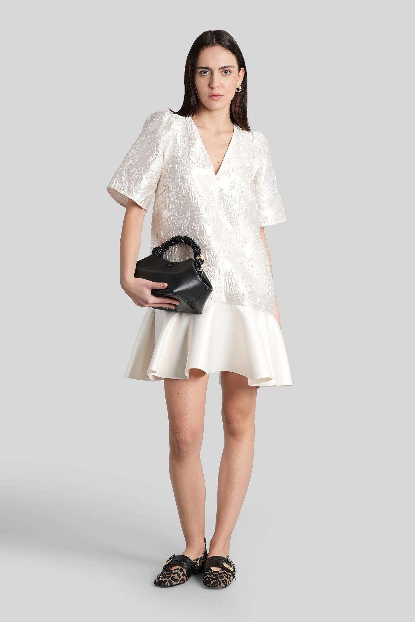 Mini dress in beige polyester - Image 2