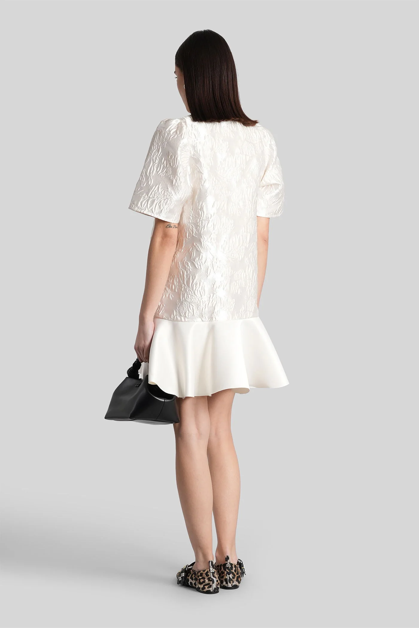 Mini dress in beige polyester - Image 3