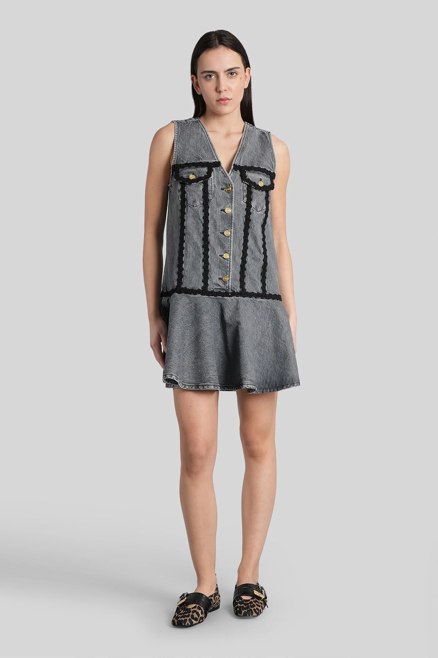 Mini dress in grey cotton