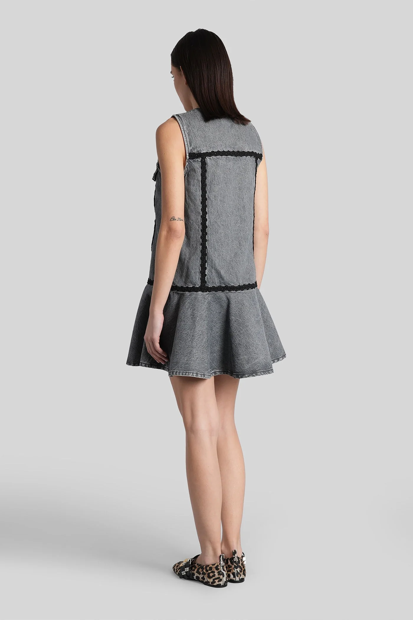 Mini dress in grey cotton - Image 3