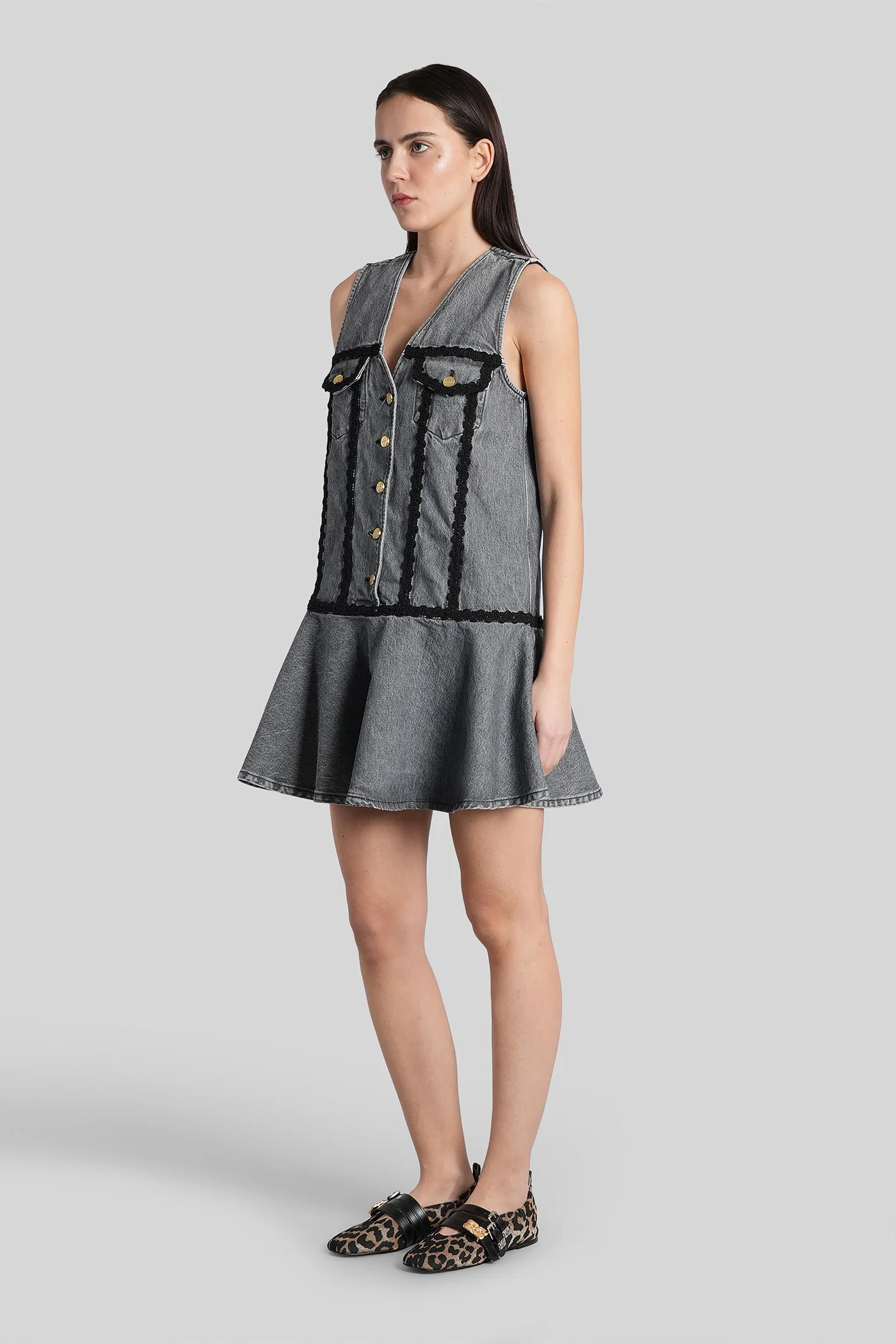 Mini dress in grey cotton - Image 4