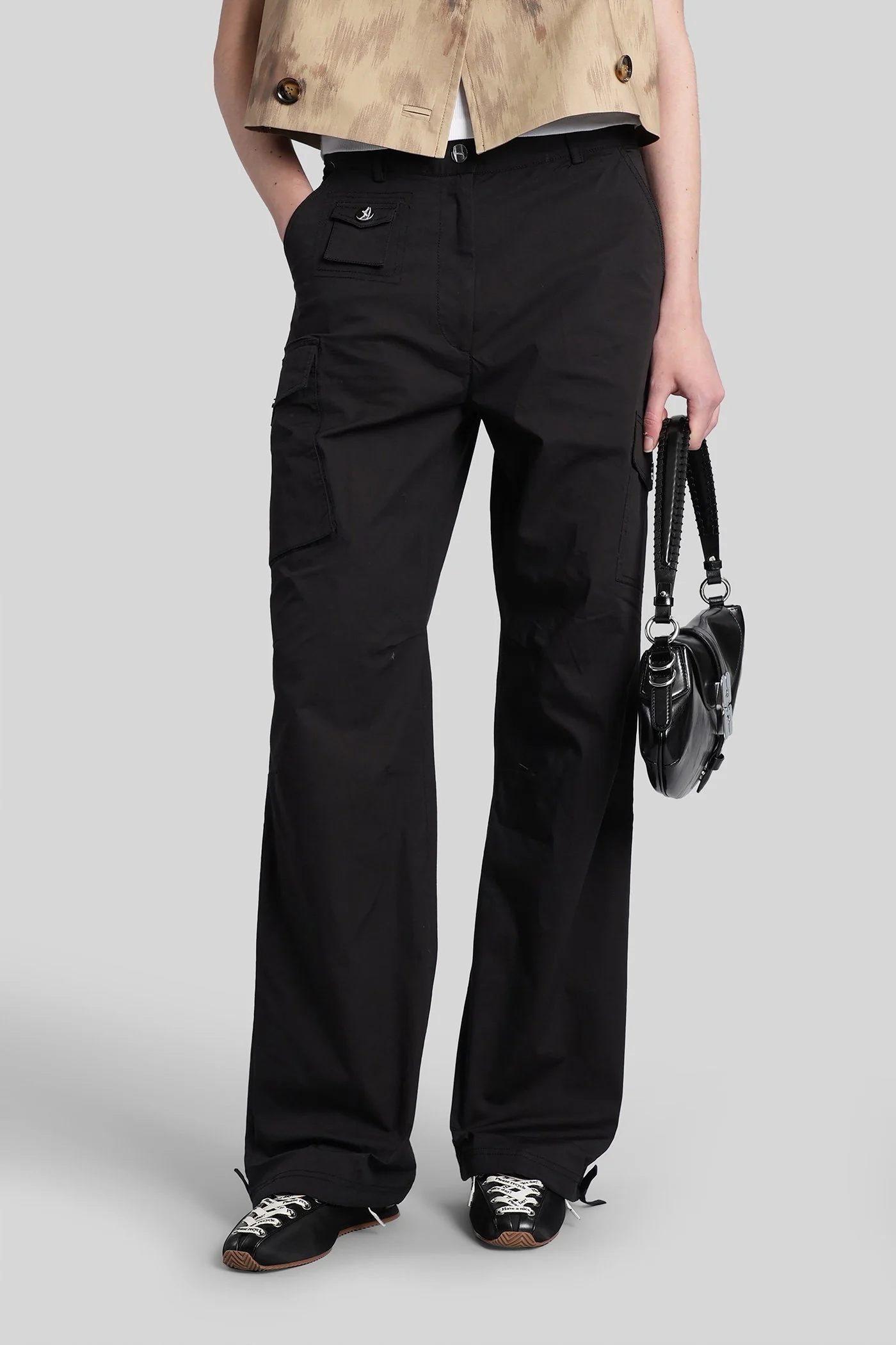 Pants in black cotton