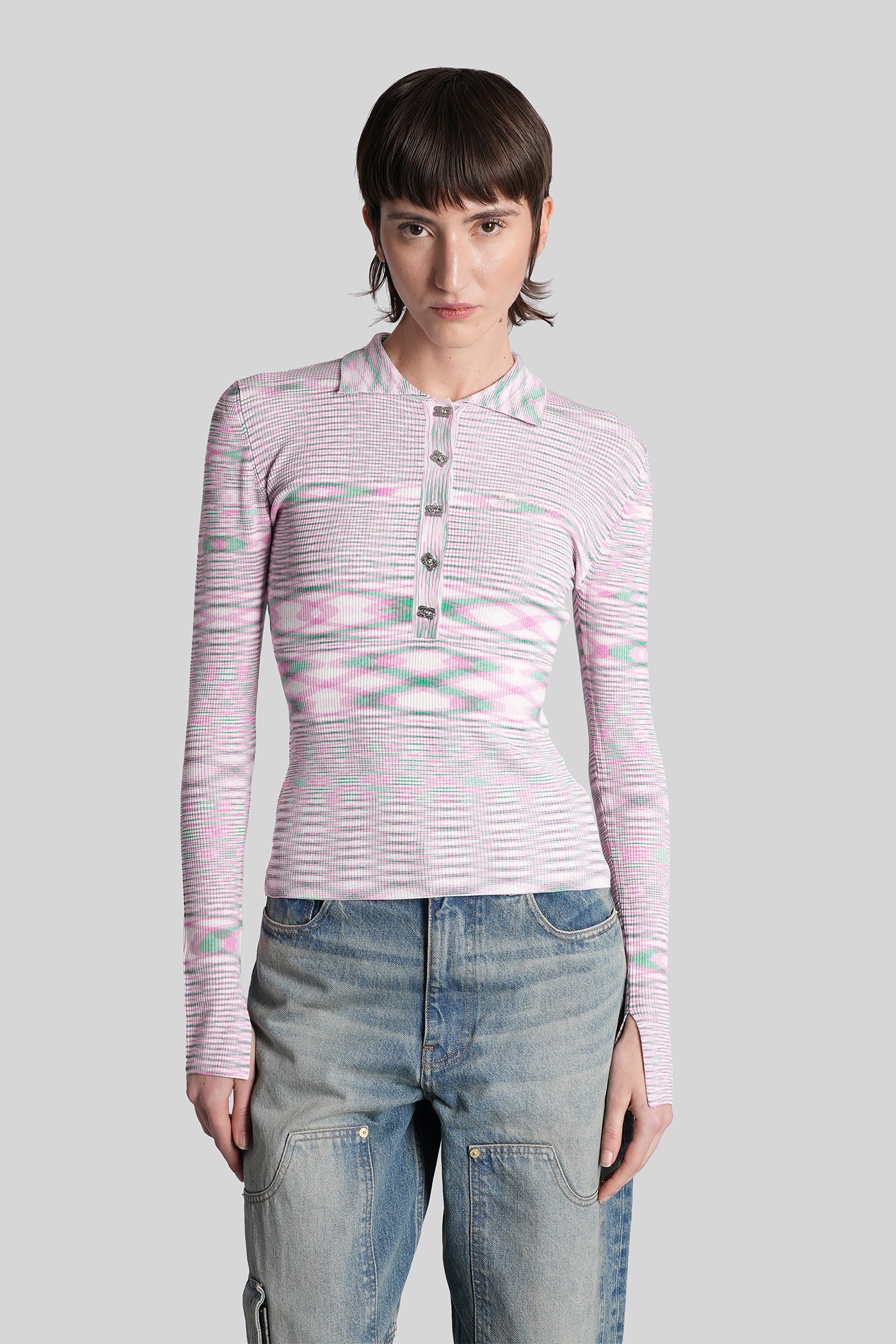 Polo in rose-pink viscose - Image 16