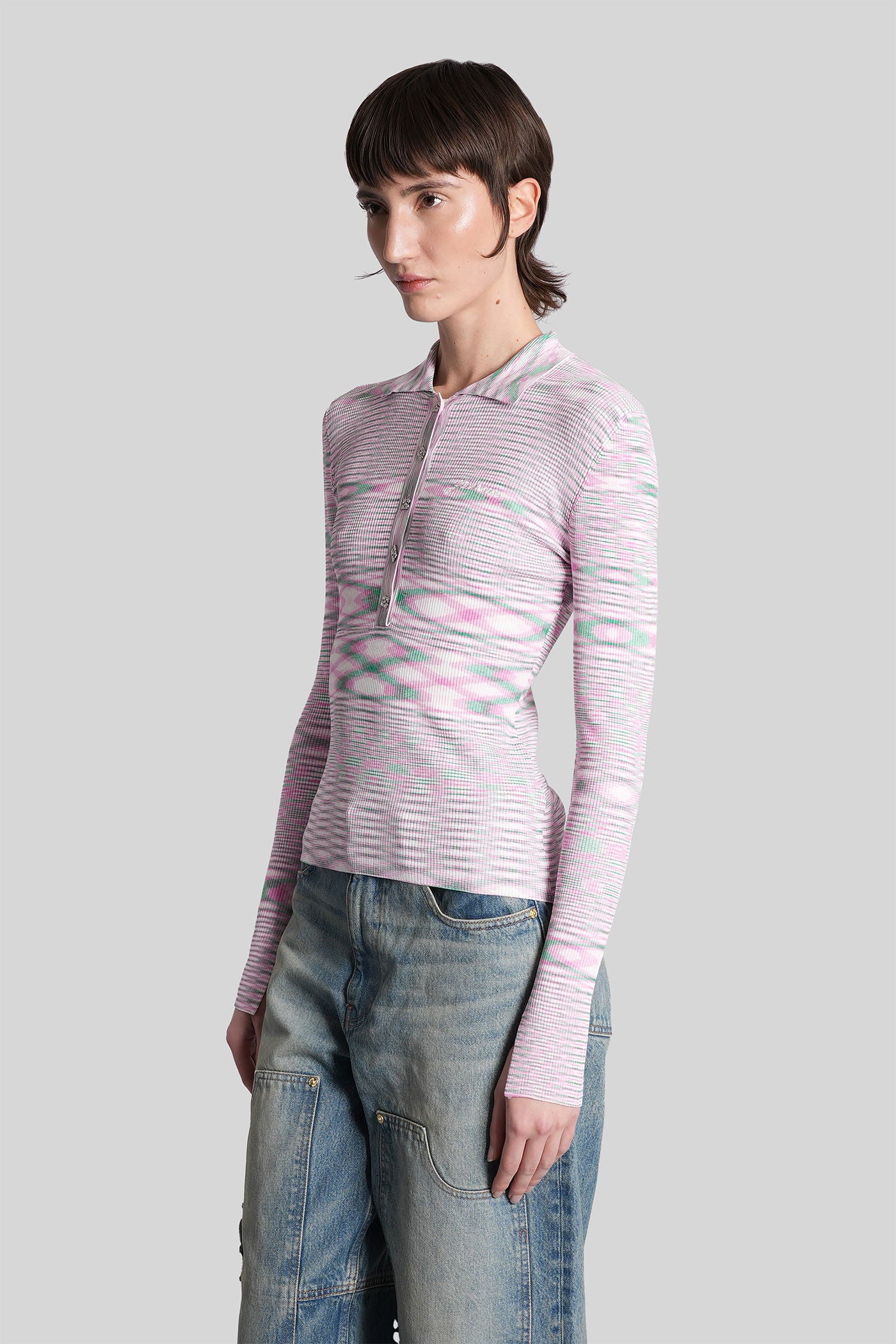 Polo in rose-pink viscose - Image 24