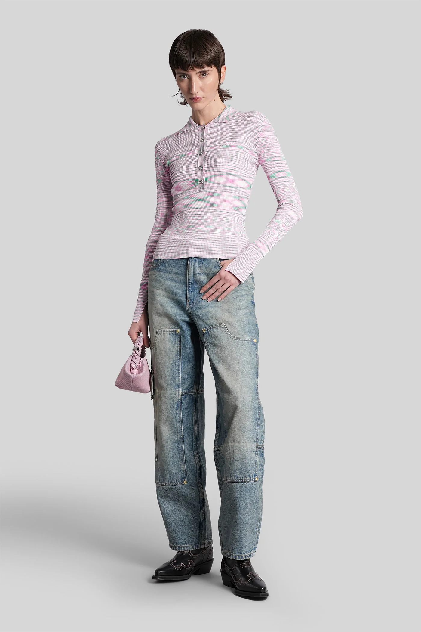 Polo in rose-pink viscose - Image 32