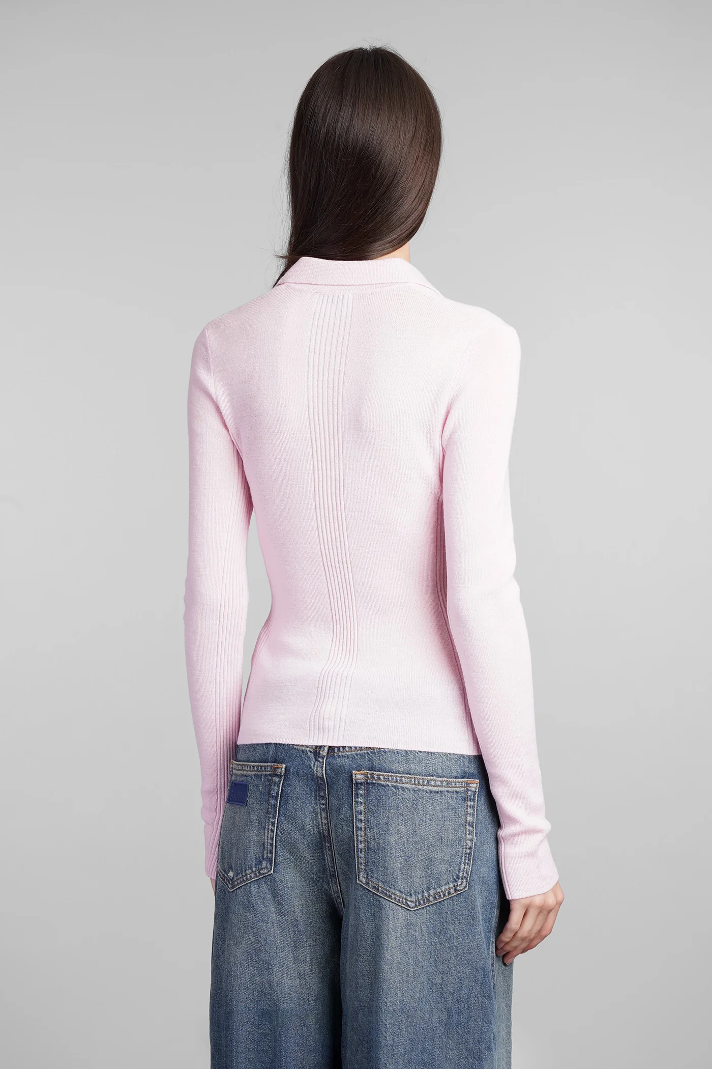 Polo in rose-pink wool - Image 3