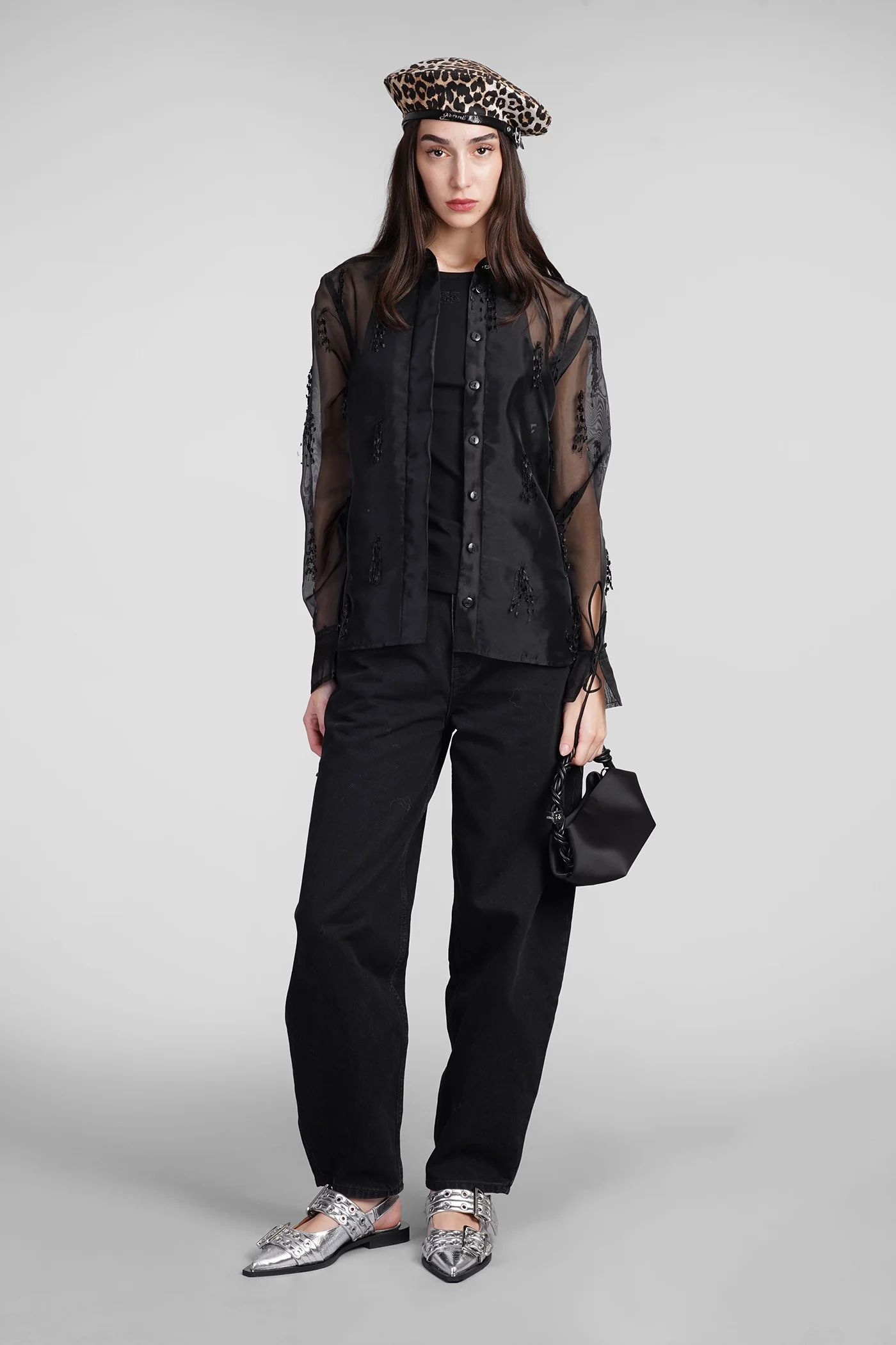 Shirt in black polyester - Image 2