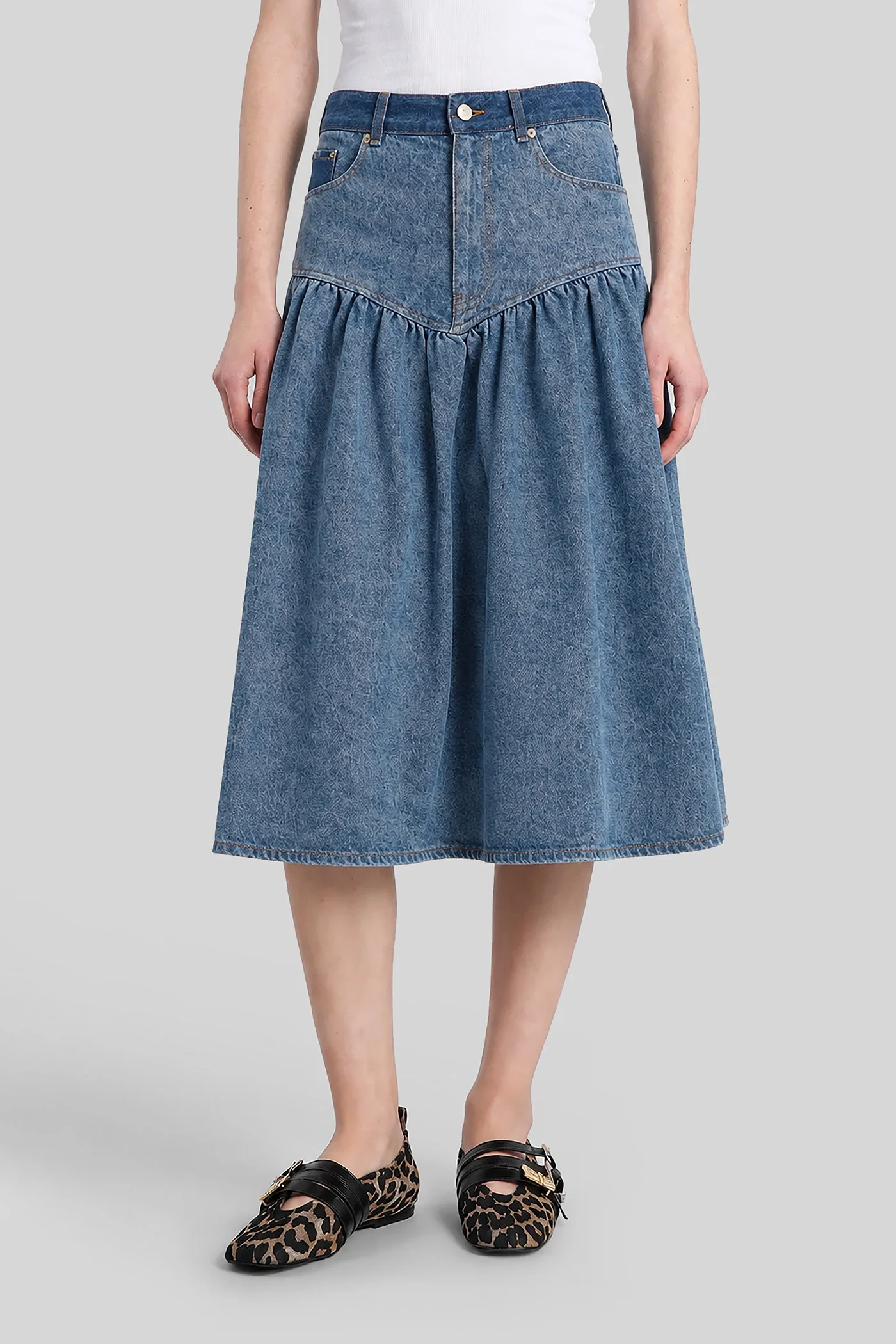 Skirt in blue cotton
