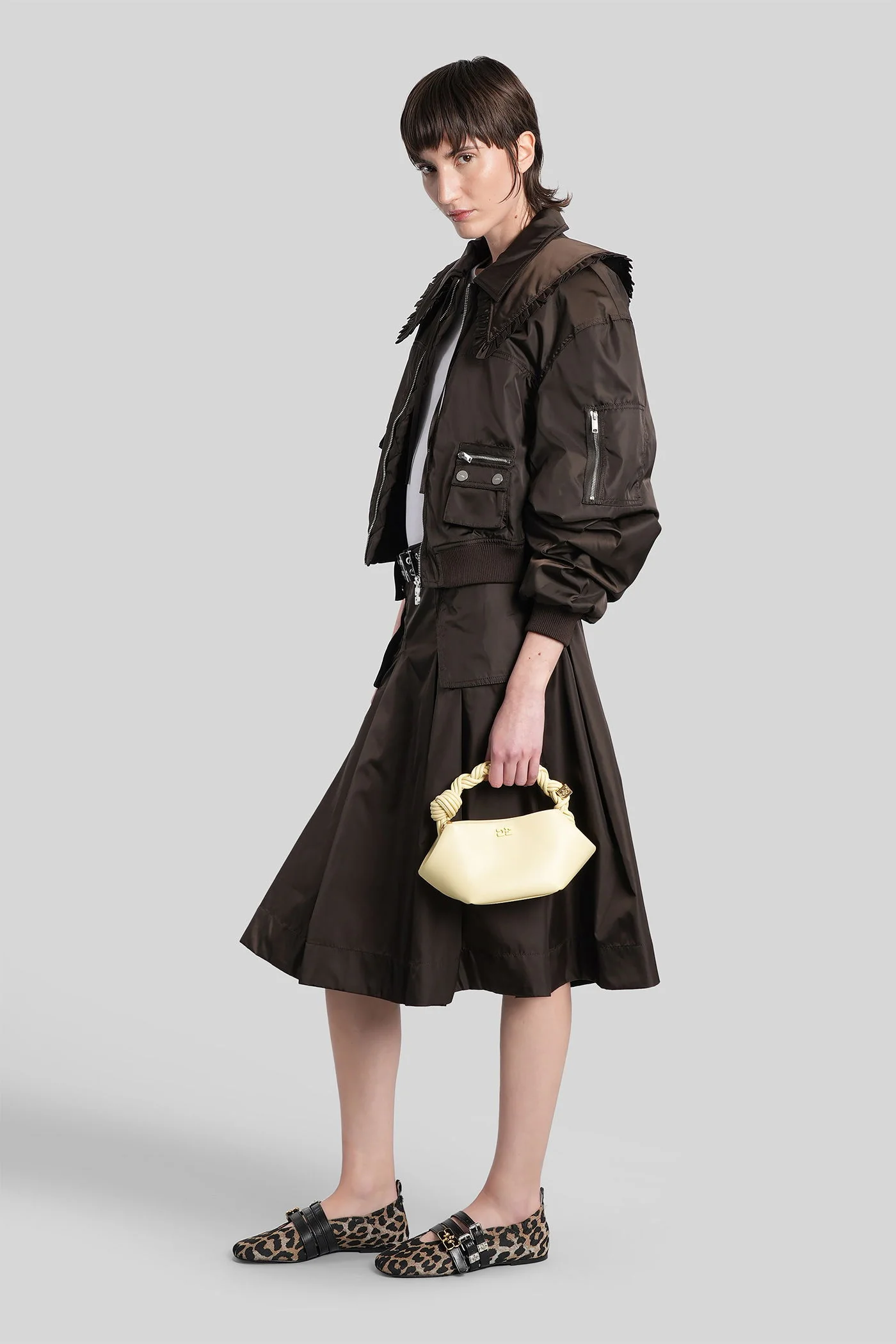 Skirt in brown polyamide - Image 2