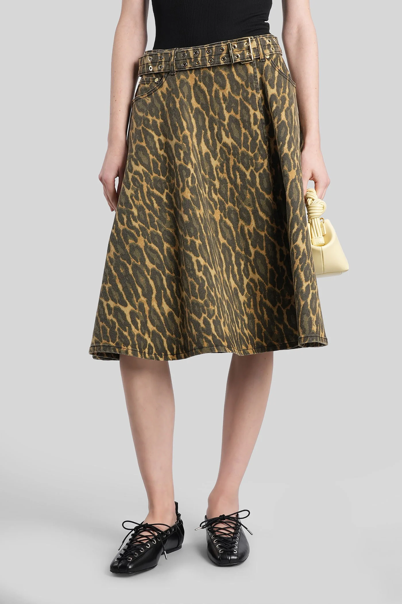 Skirt in khaki cotton