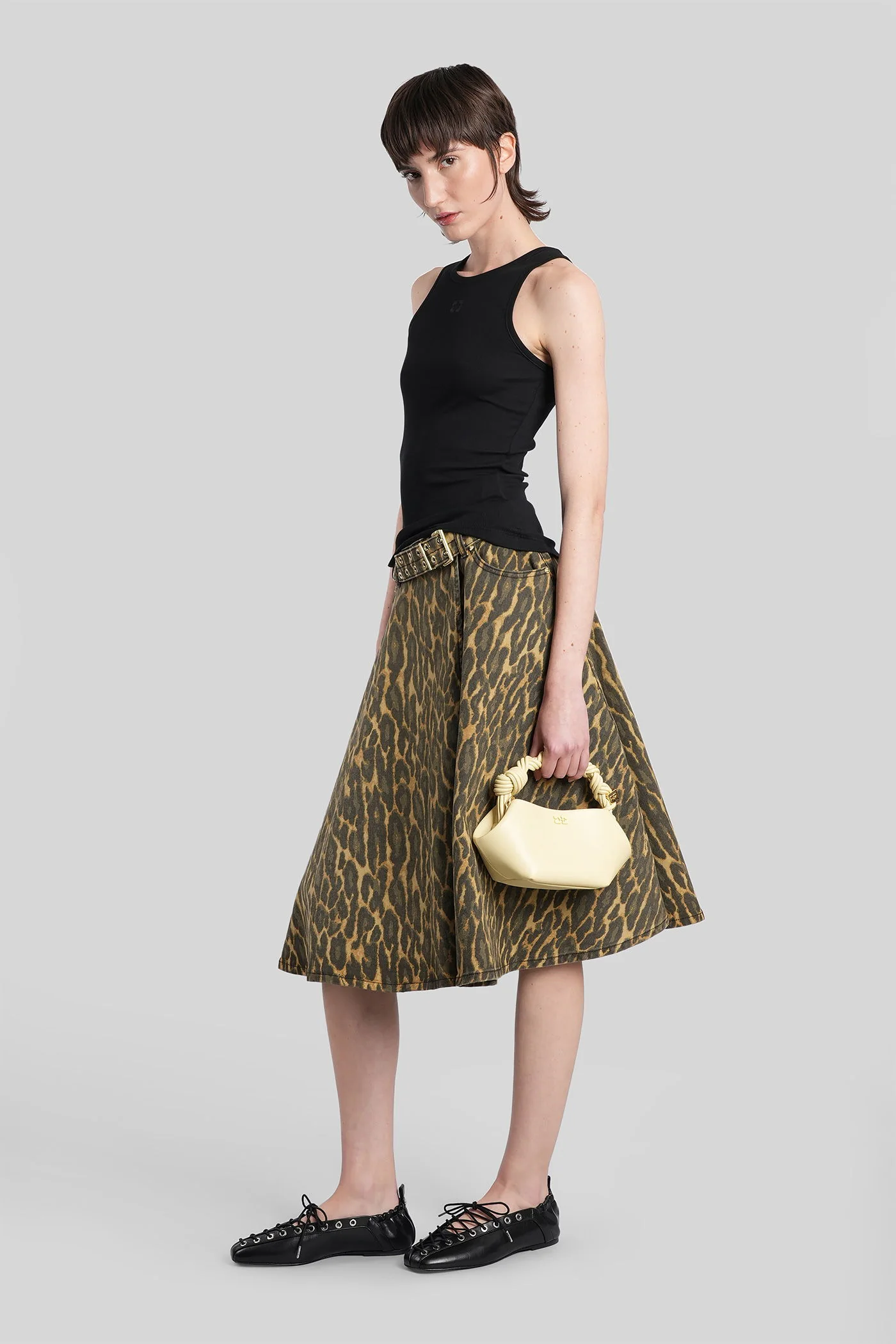 Skirt in khaki cotton - Image 2