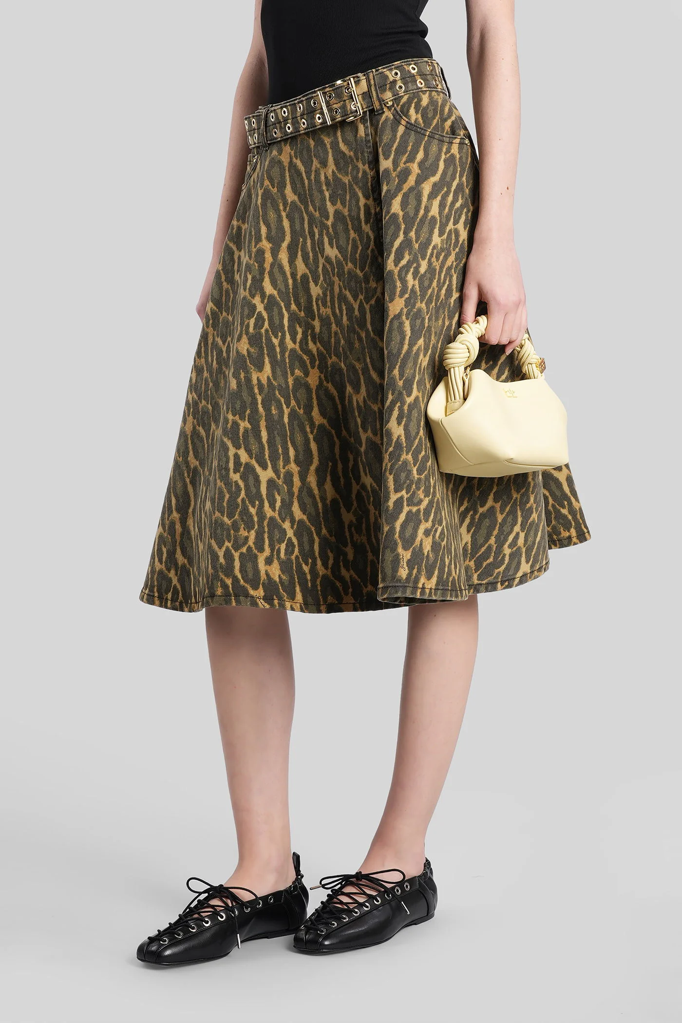 Skirt in khaki cotton - Image 4
