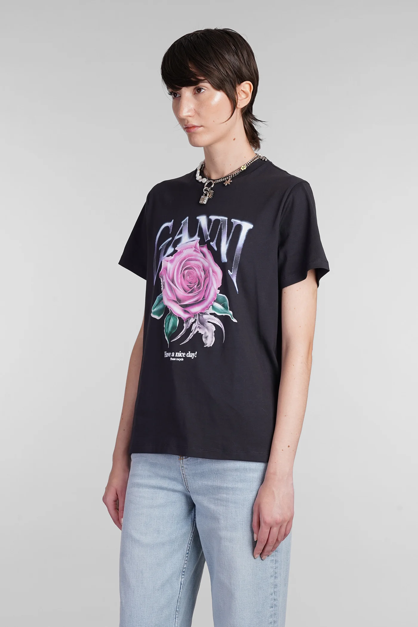T-Shirt in black cotton - Image 4