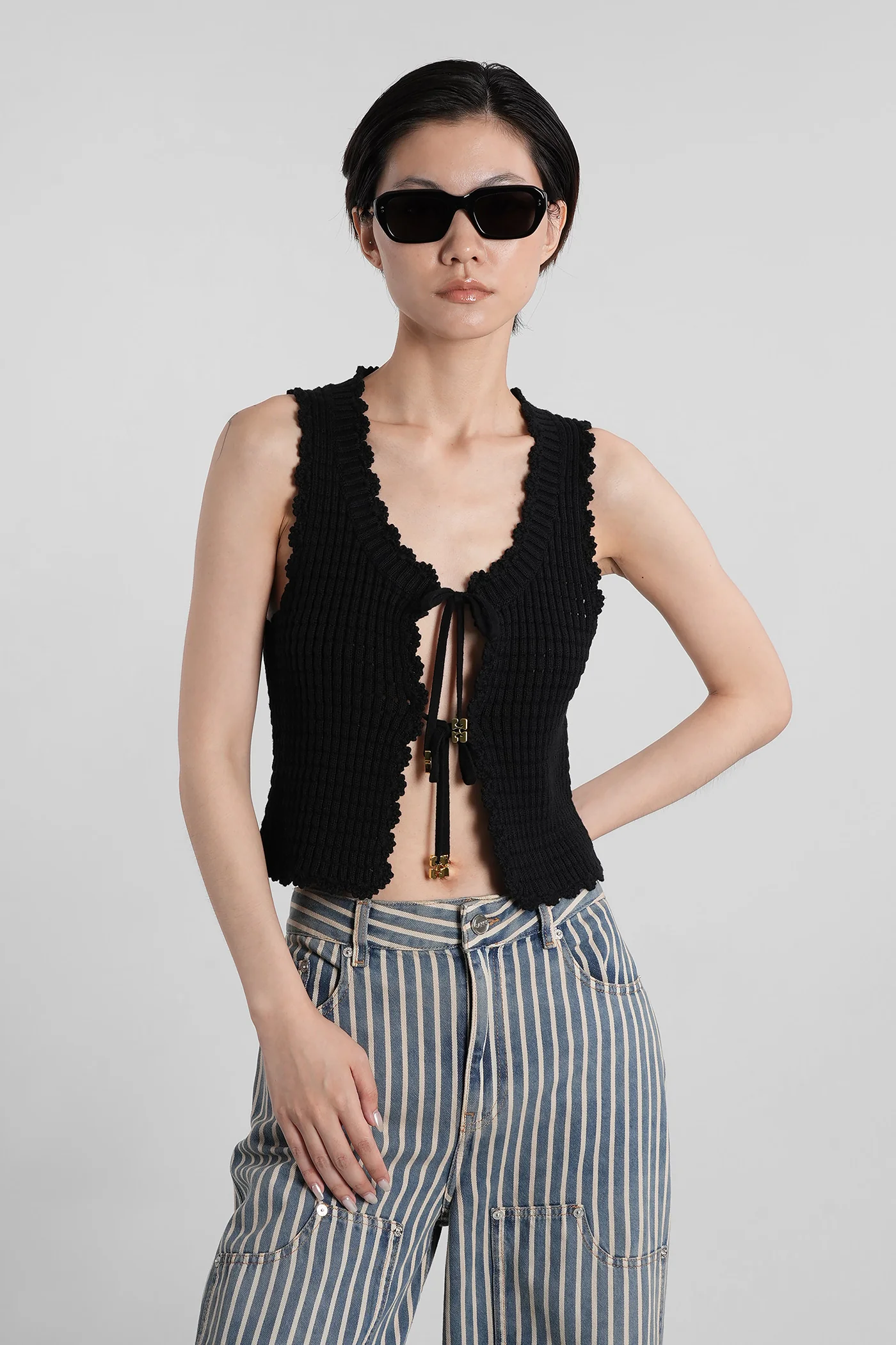 Topwear in black cotton