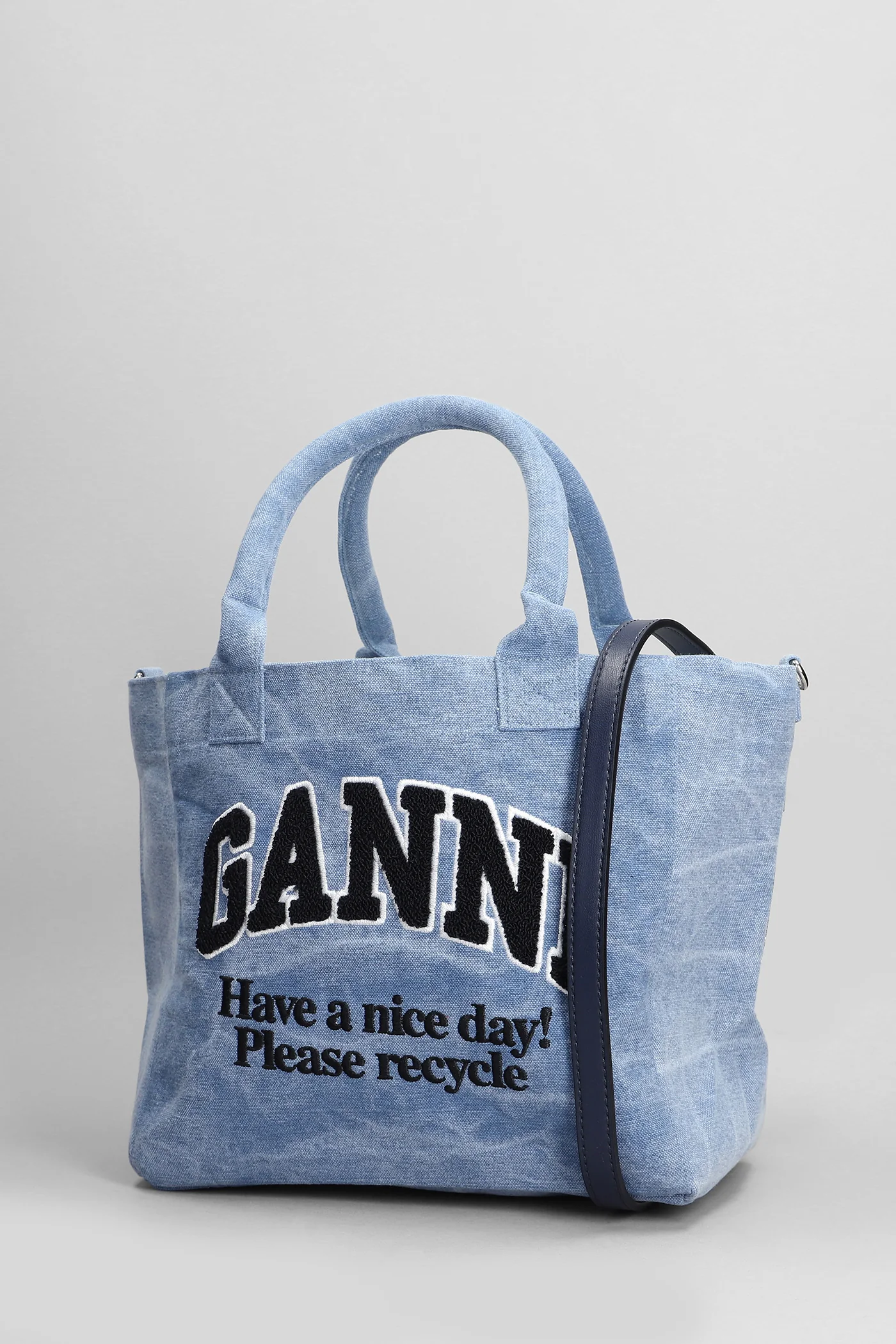 Tote in blue cotton - Image 2