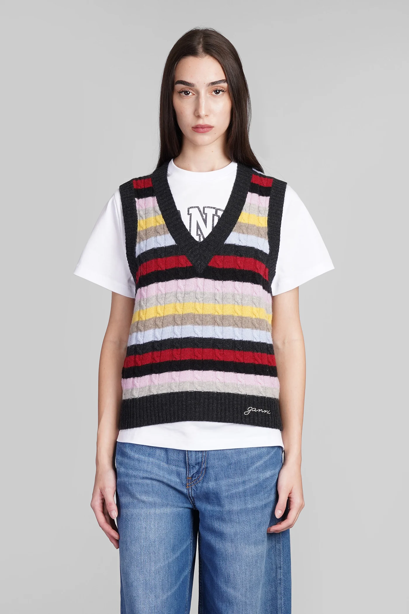 Vest in multicolor wool