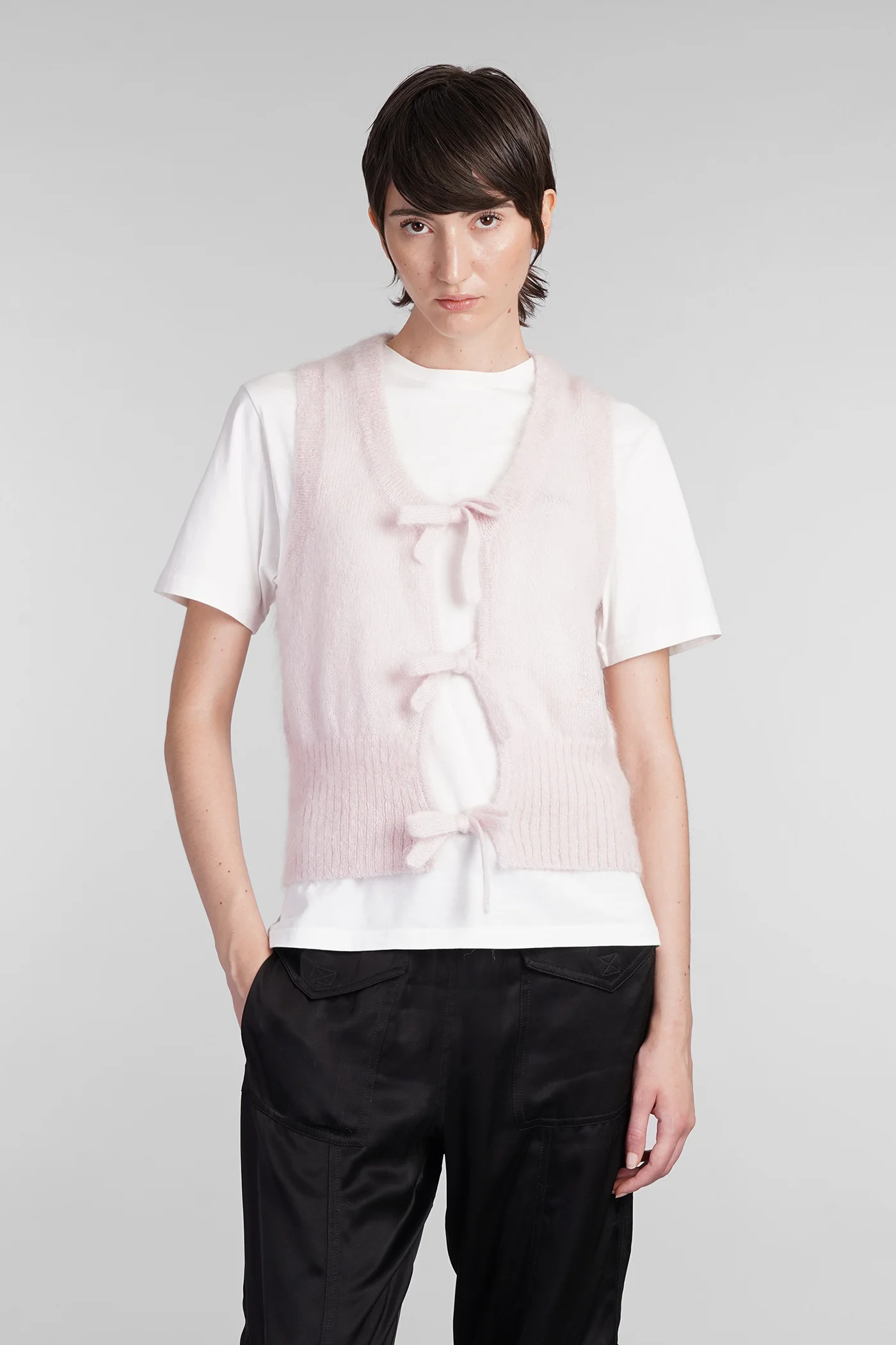 Vest in rose-pink Mohair
