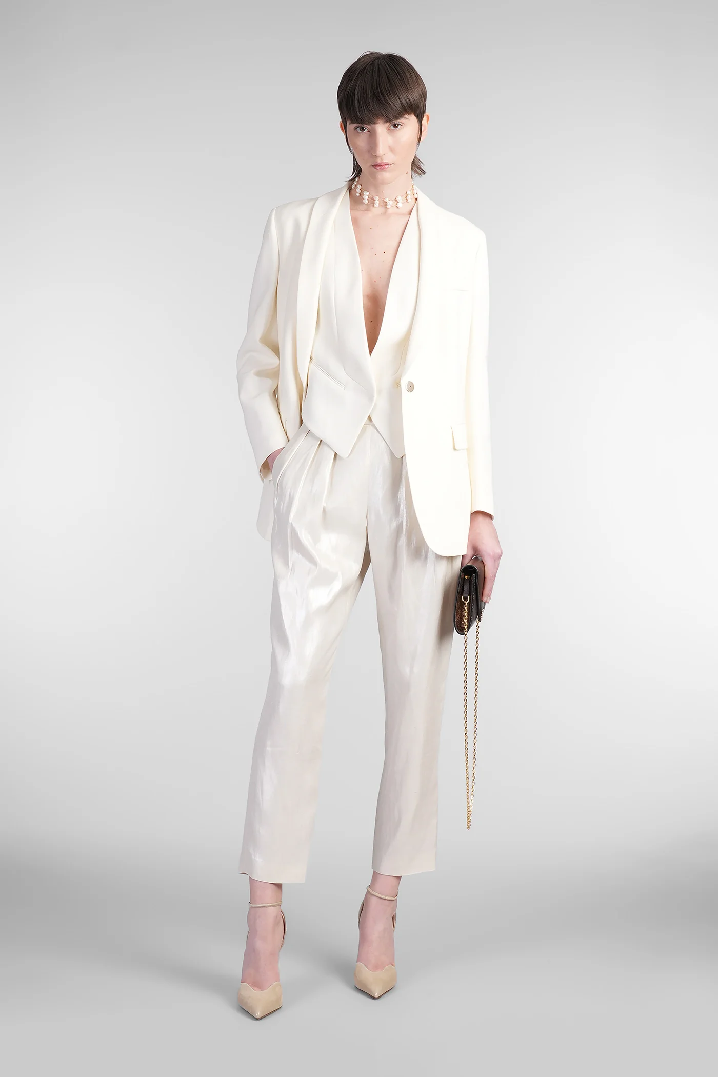 Blazer in beige silk - Image 2