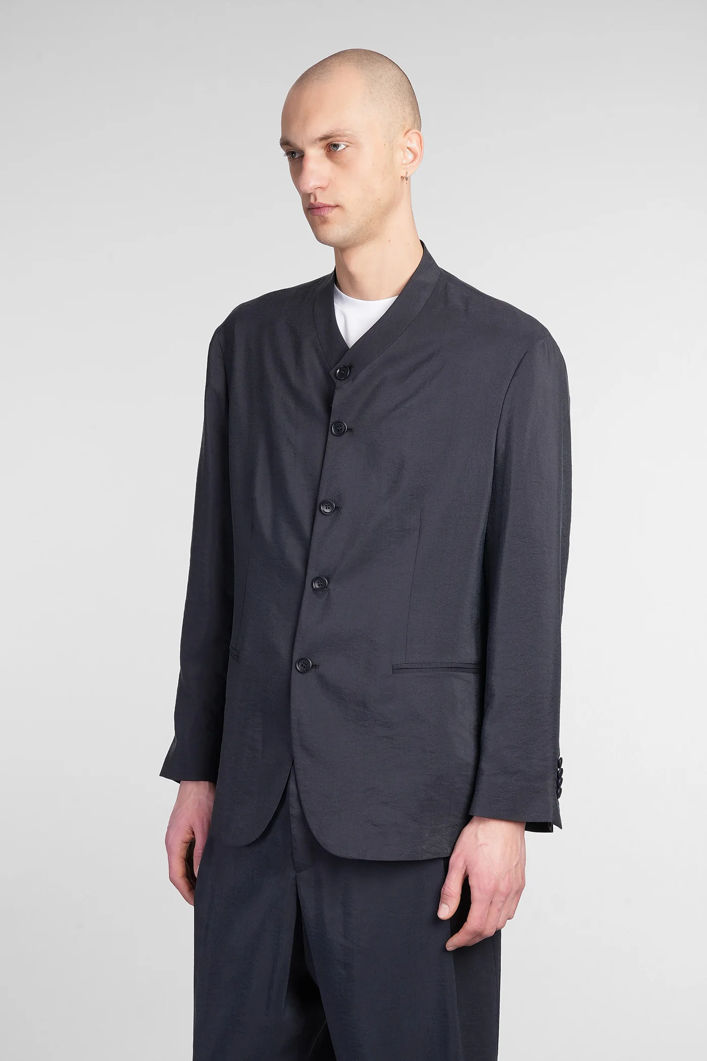 Blazer in blue silk - Image 4