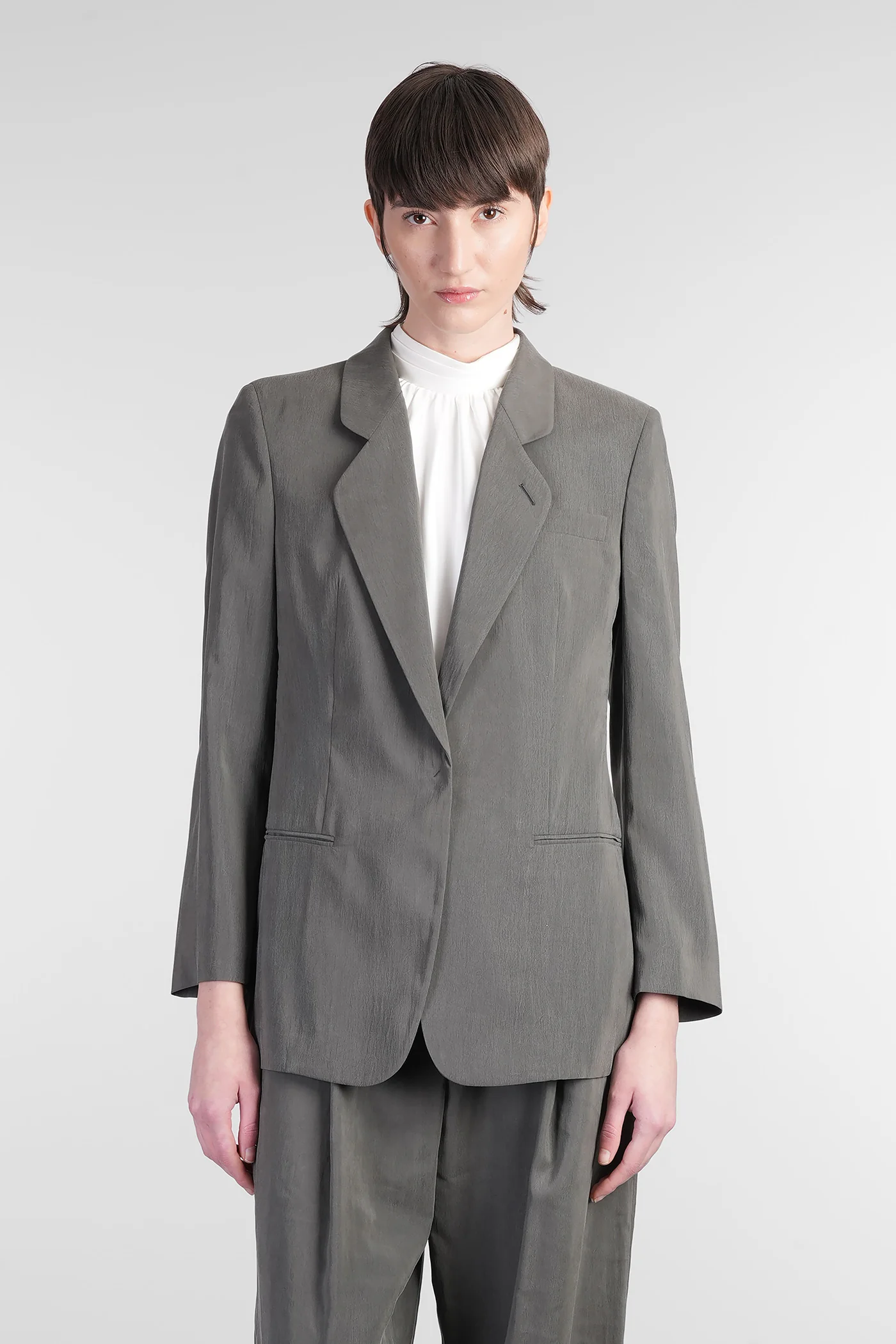Blazer in green silk
