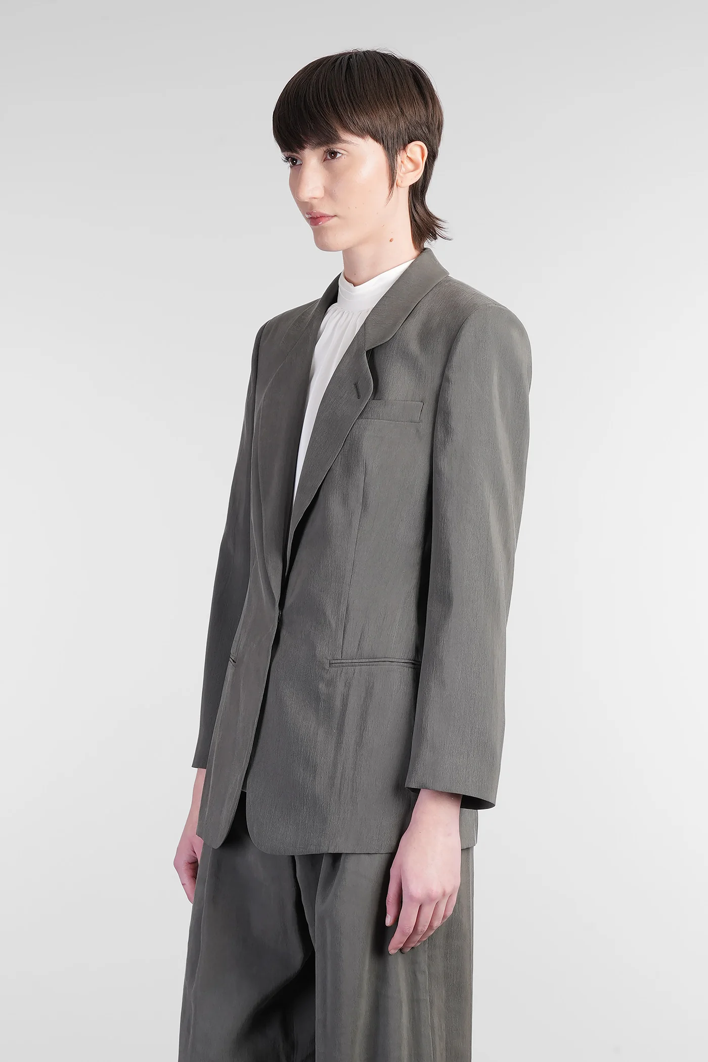 Blazer in green silk - Image 4