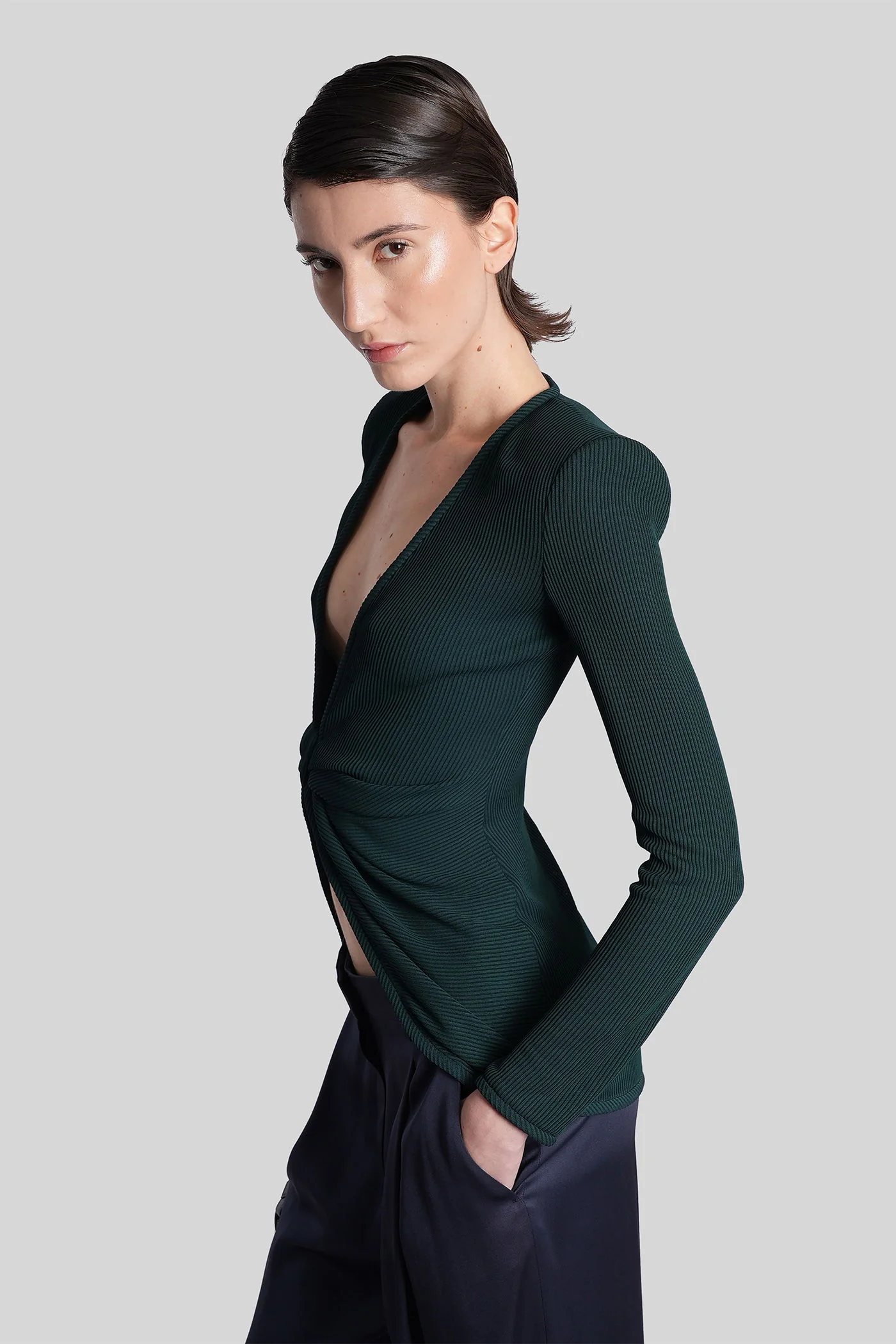 Knitwear in green viscose - Image 2