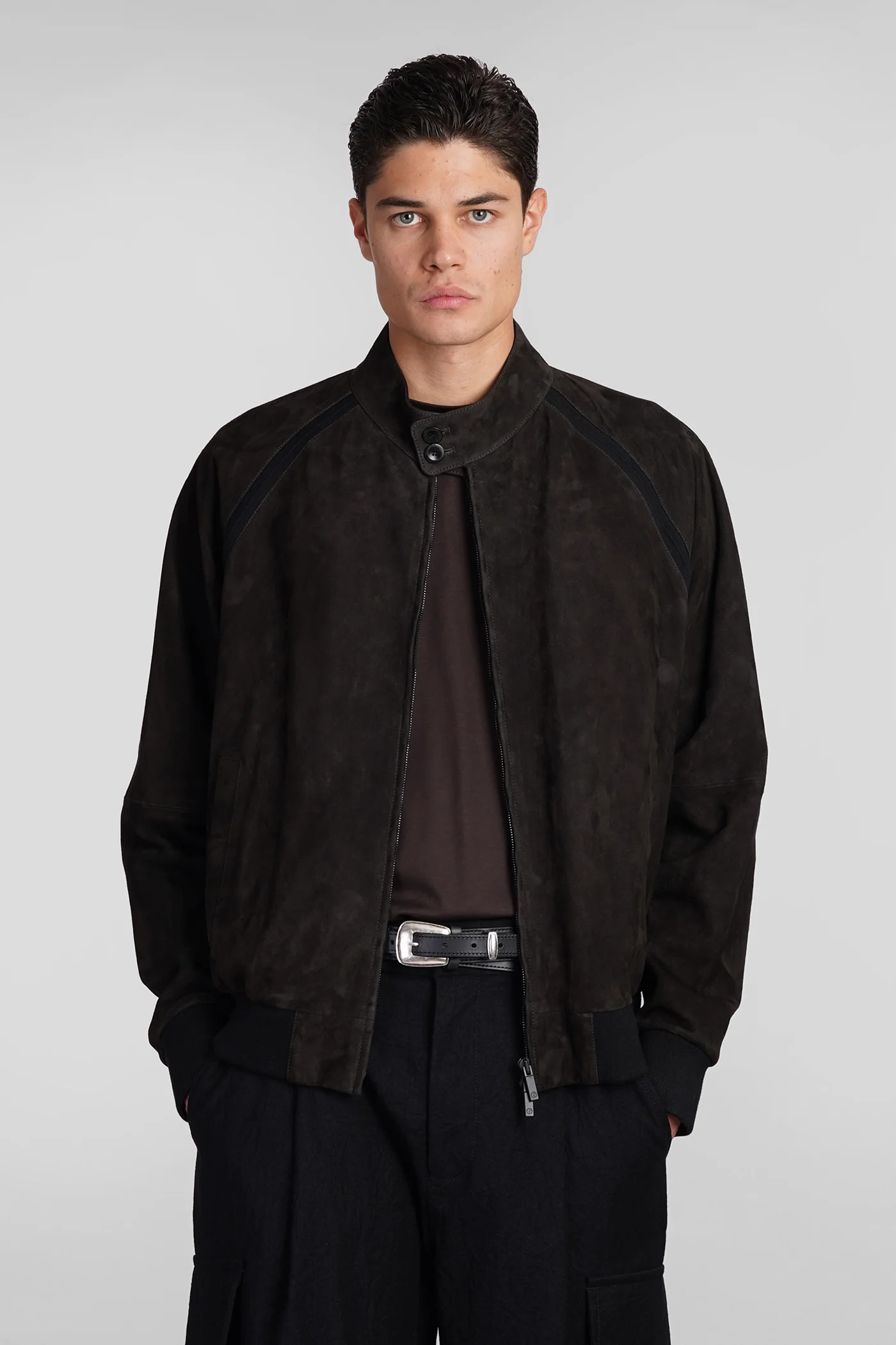 Leather jacket in brown leather