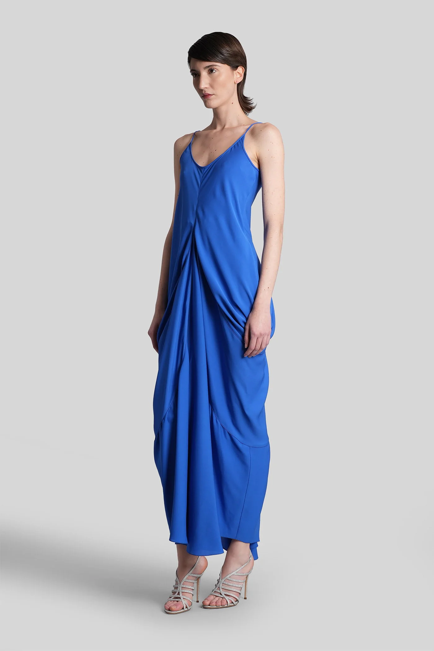 Long dress in blue silk - Image 4