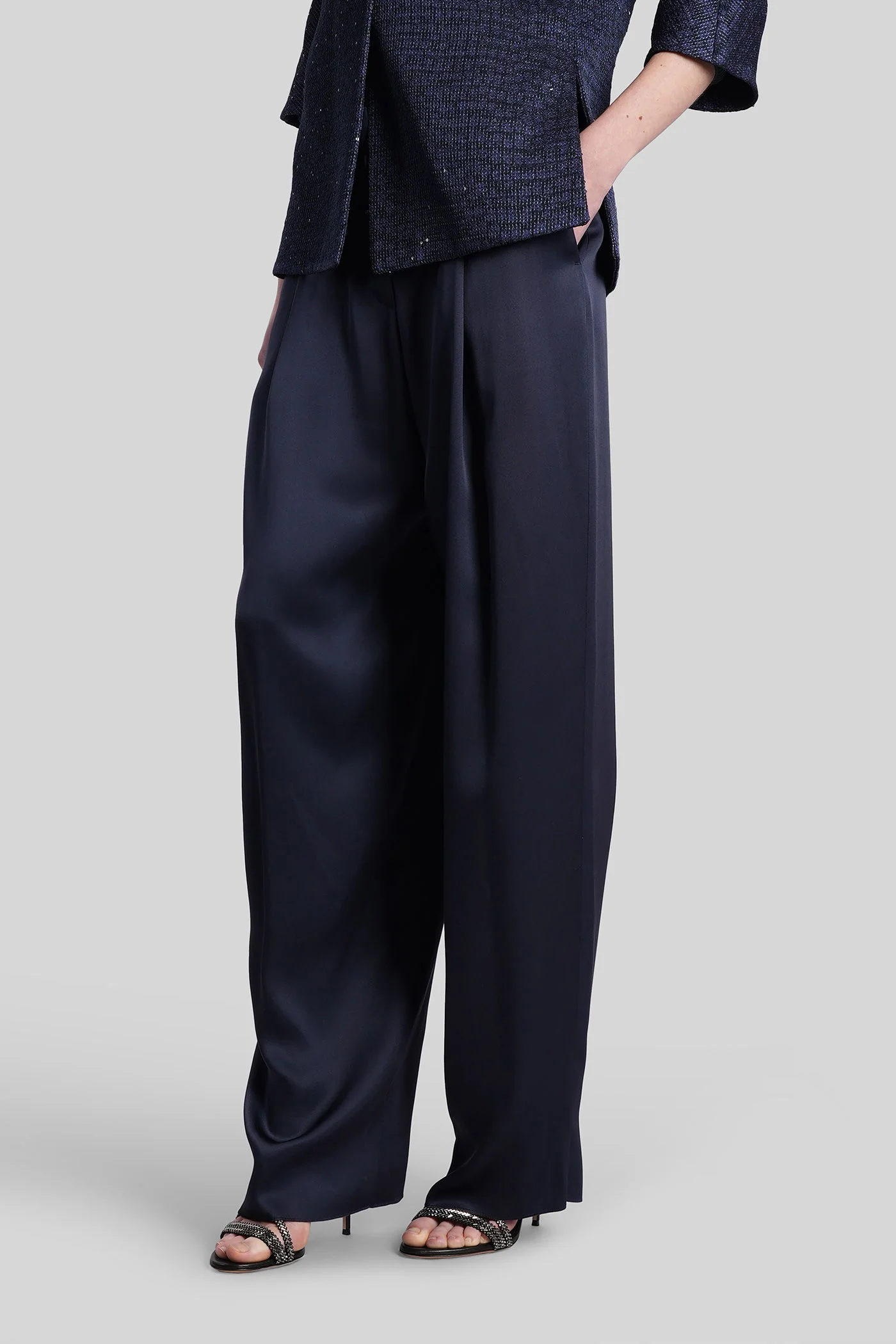 Pants in blue silk - Image 4