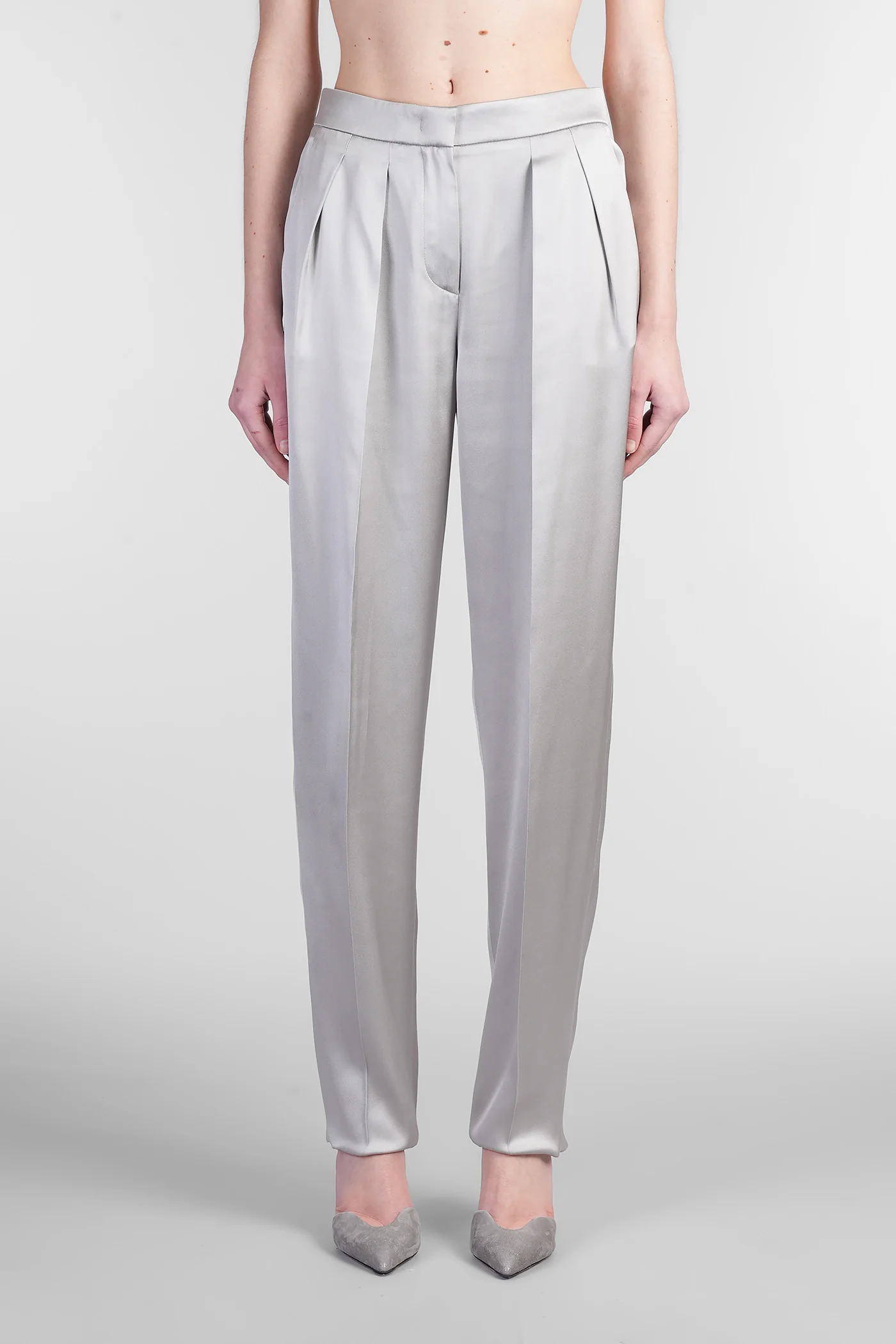Pants in grey silk