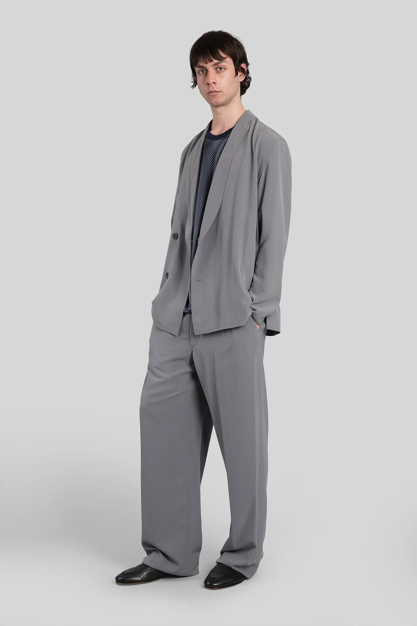 Pants in grey silk - Image 2