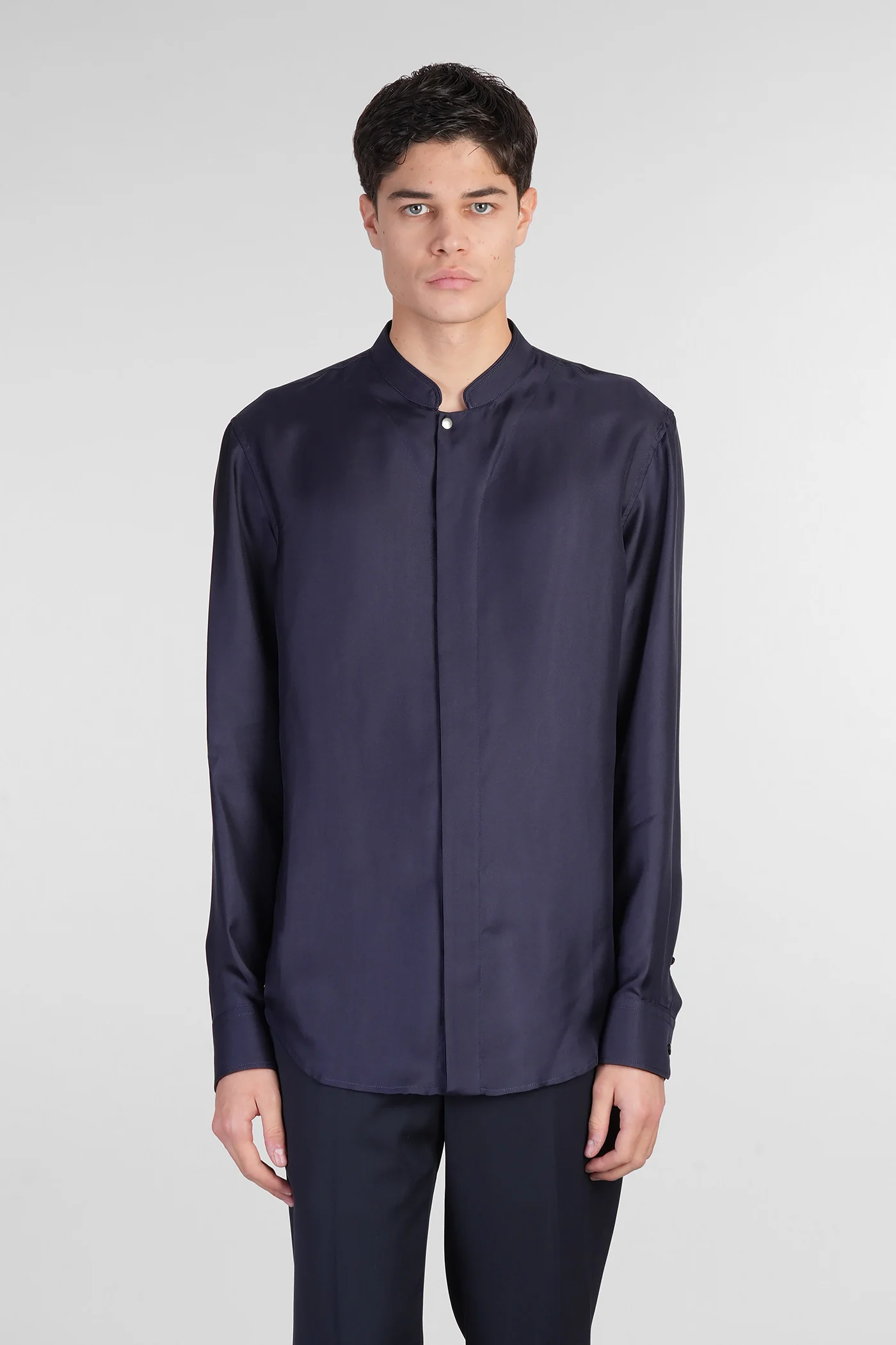 Shirt in blue silk