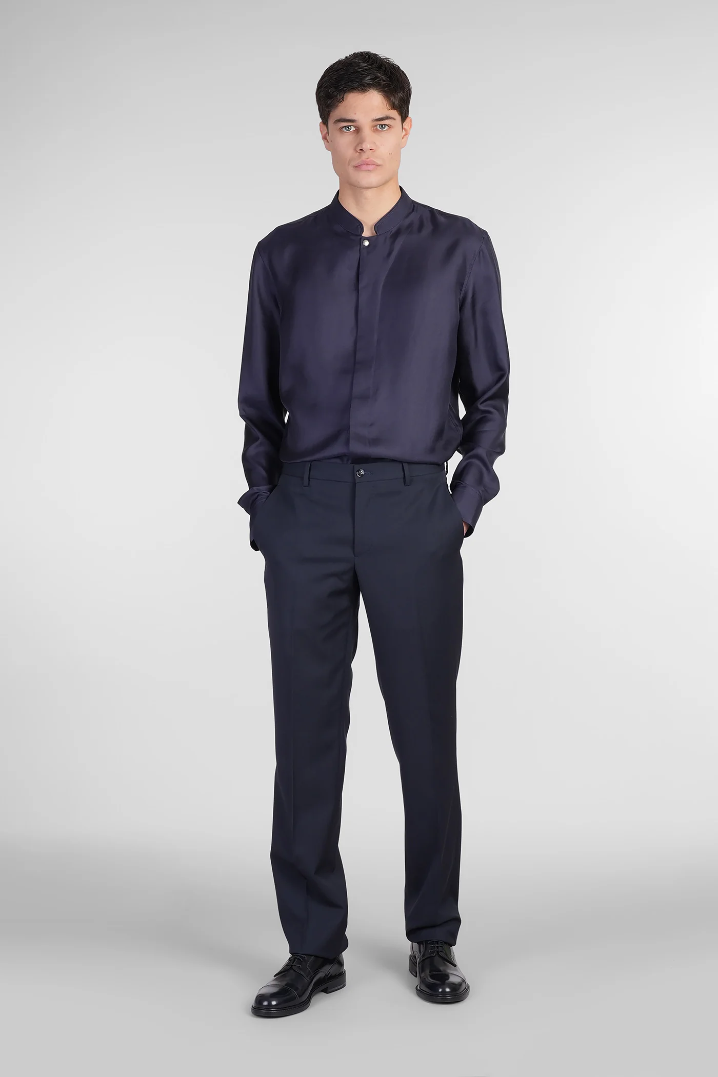 Shirt in blue silk - Image 2
